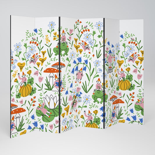 GARDEN GNOMES Decorative 6-Panel Room Divider