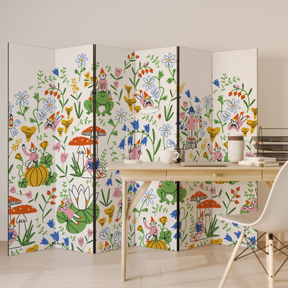 GARDEN GNOMES Decorative 6-Panel Room Divider