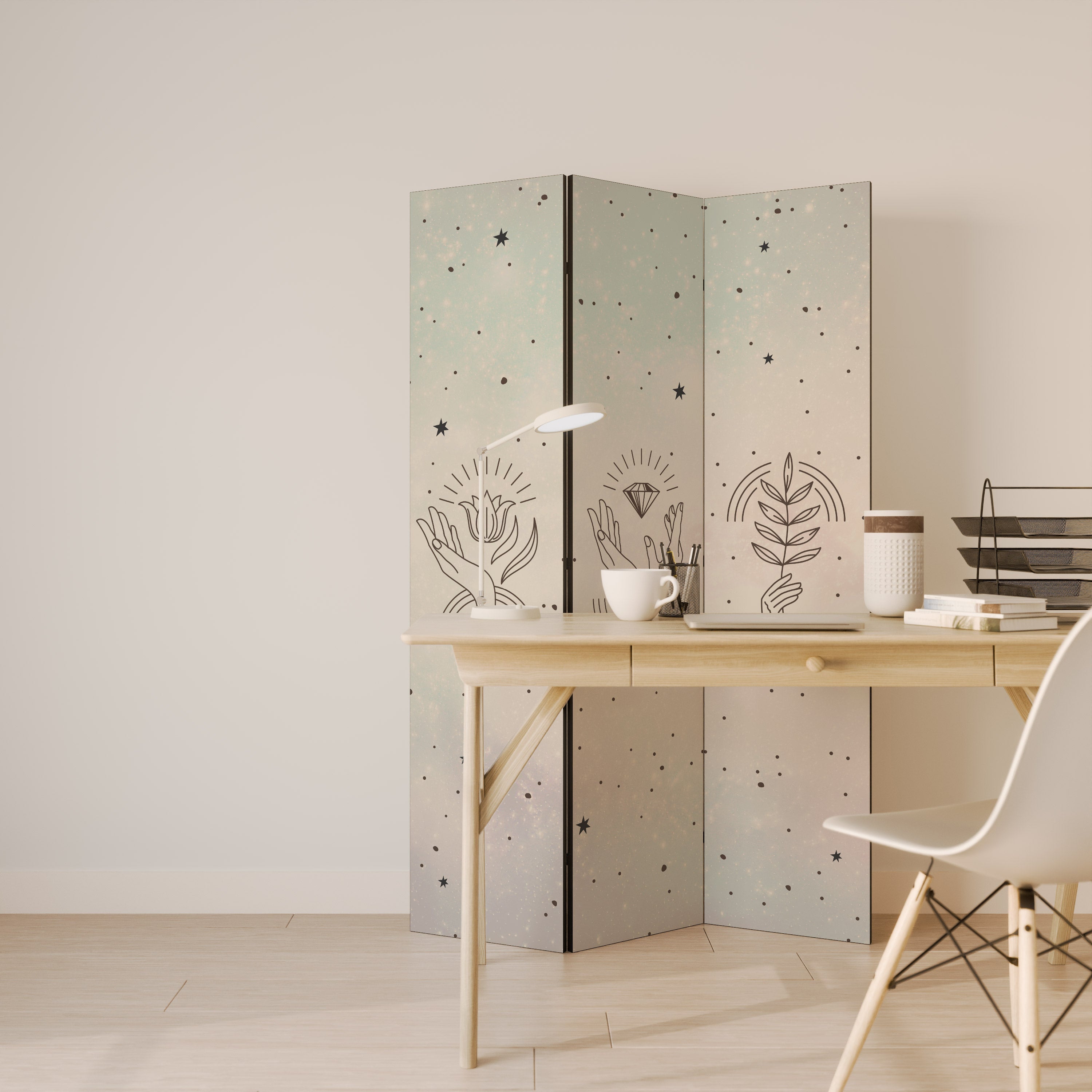 DELICATE BEAUTY Dekorativ rumsavdelare med 3 paneler