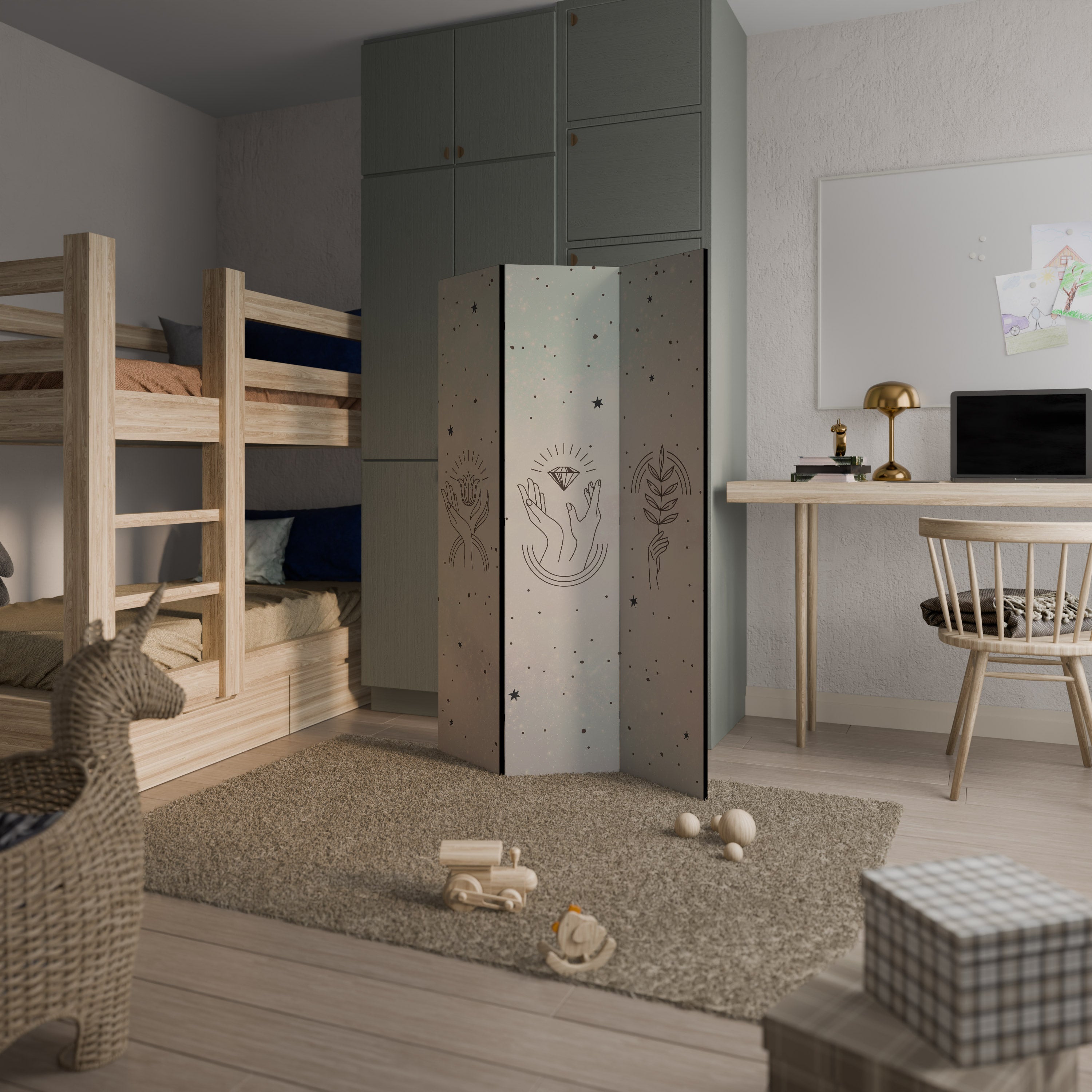 DELICATE BEAUTY Dekorativ rumsavdelare med 3 paneler