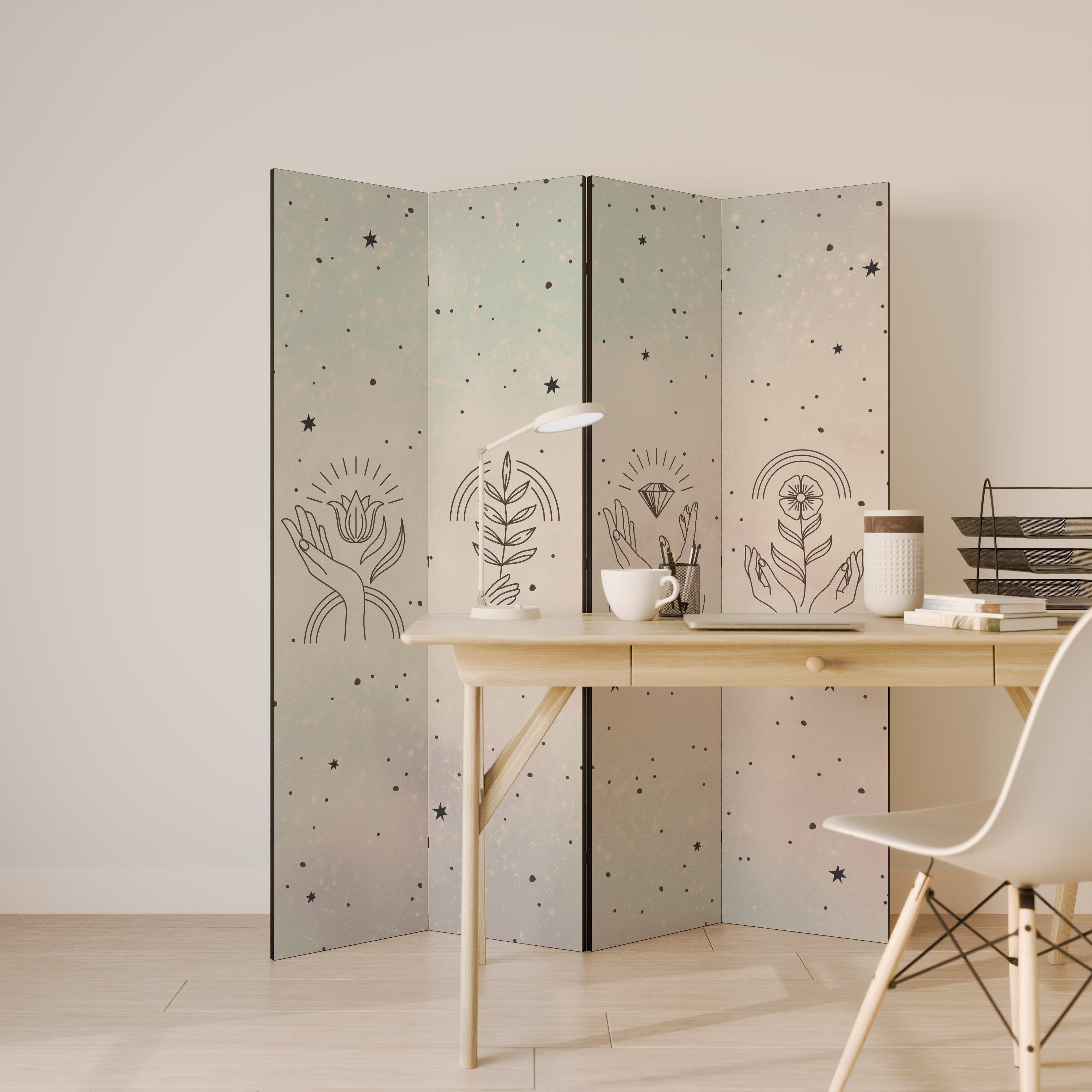 DELICATE BEAUTY Dekorativ rumsavdelare med 4 paneler