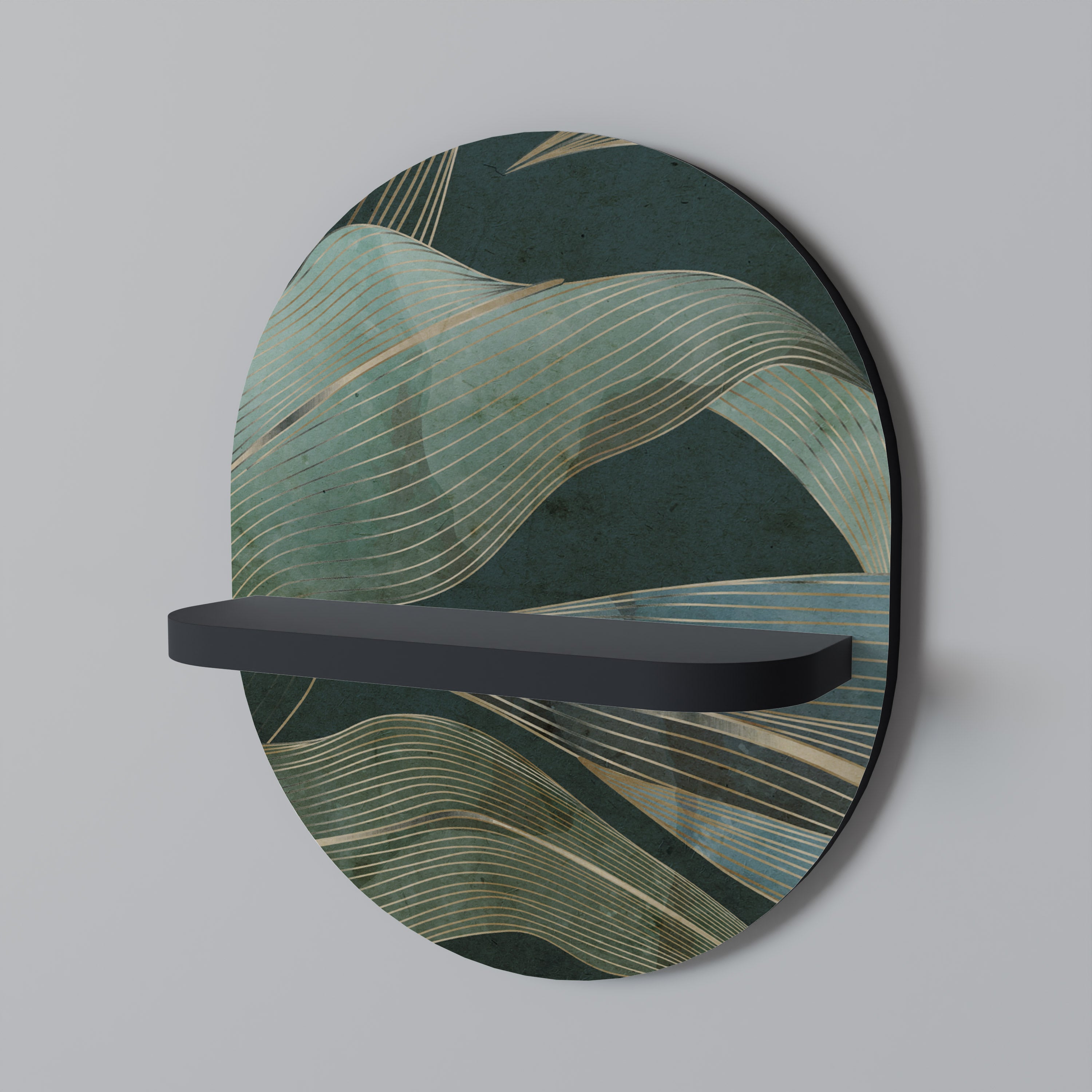 ROYAL GREEN Oval konsthylla i svart finish