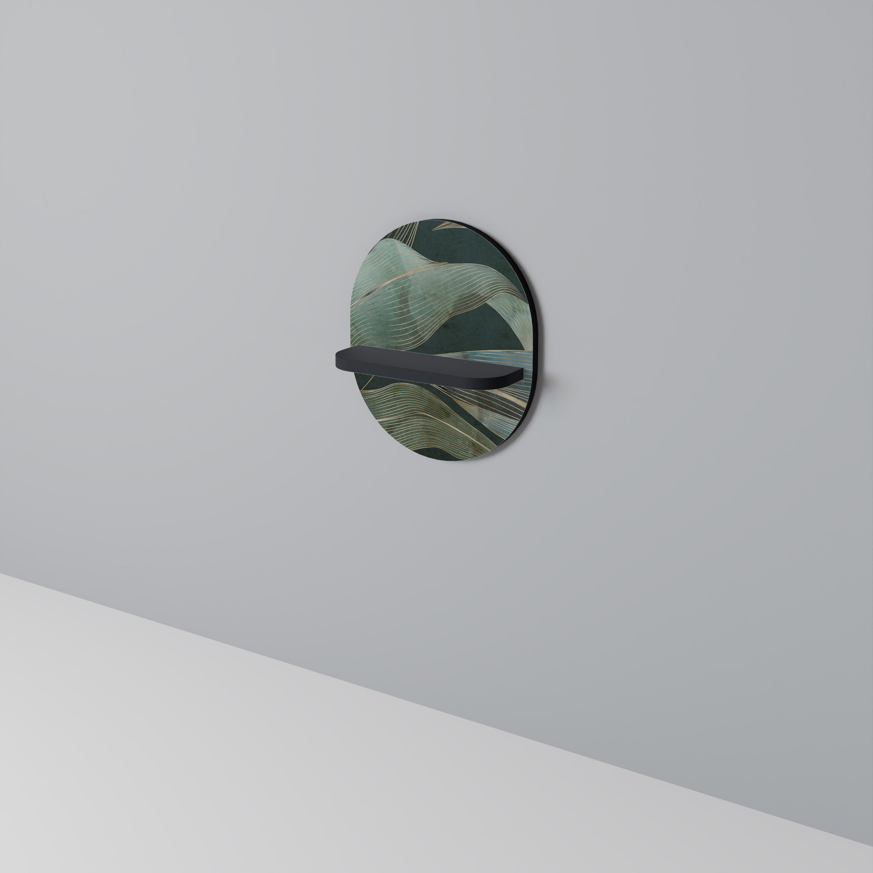 ROYAL GREEN Oval konsthylla i svart finish