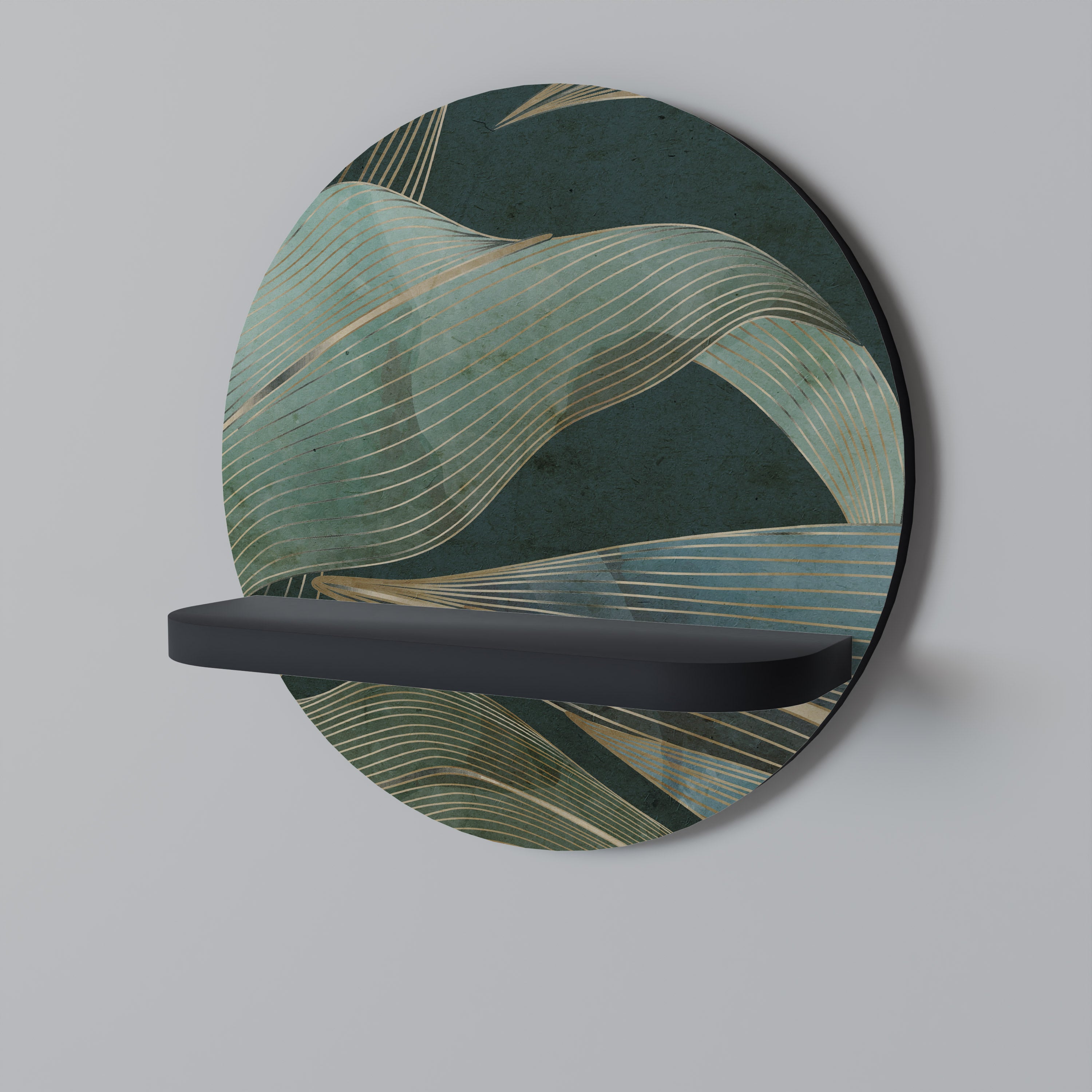 ROYAL GREEN rund konsthylla i svart finish