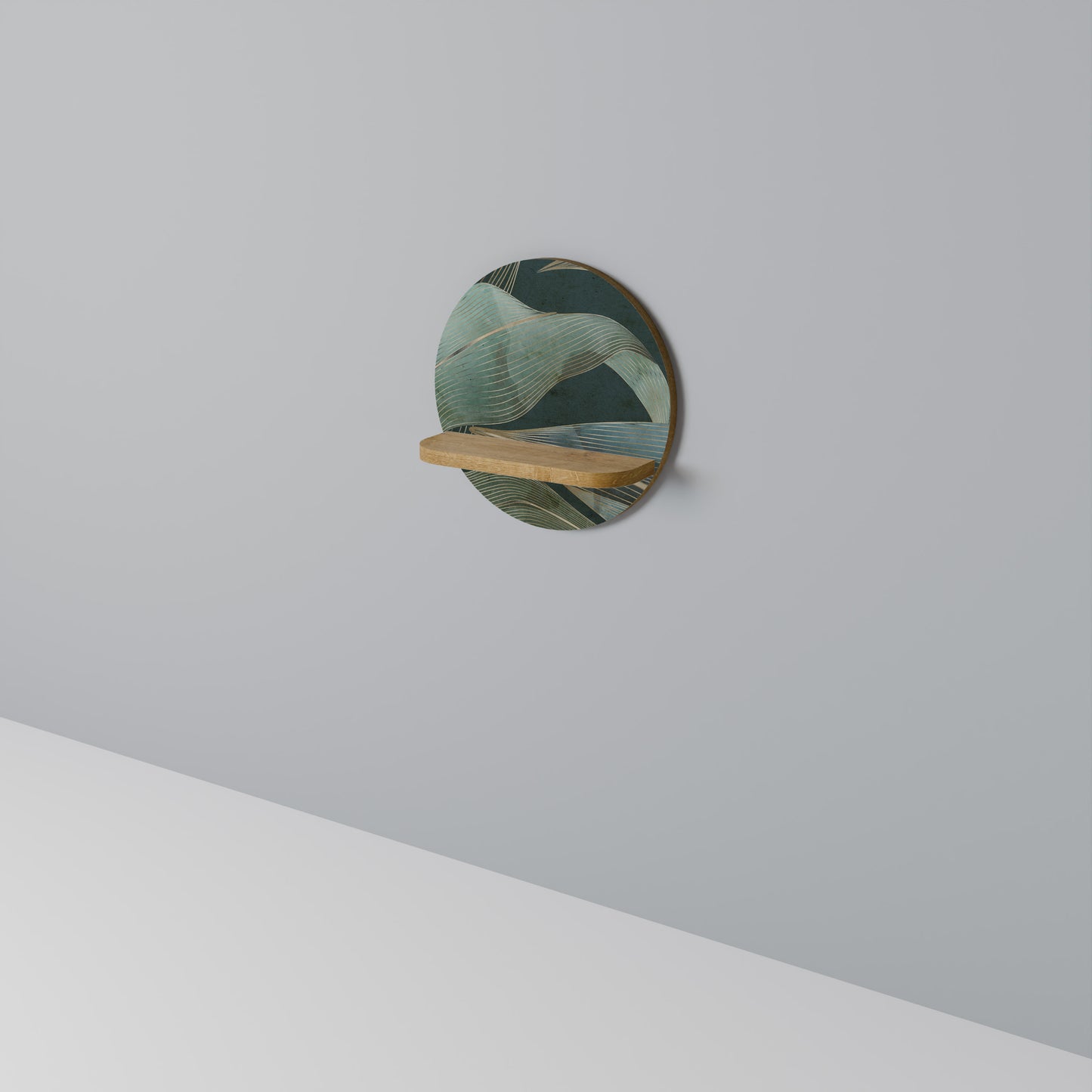ROYAL GREEN Rund konsthylla i ekeffekt