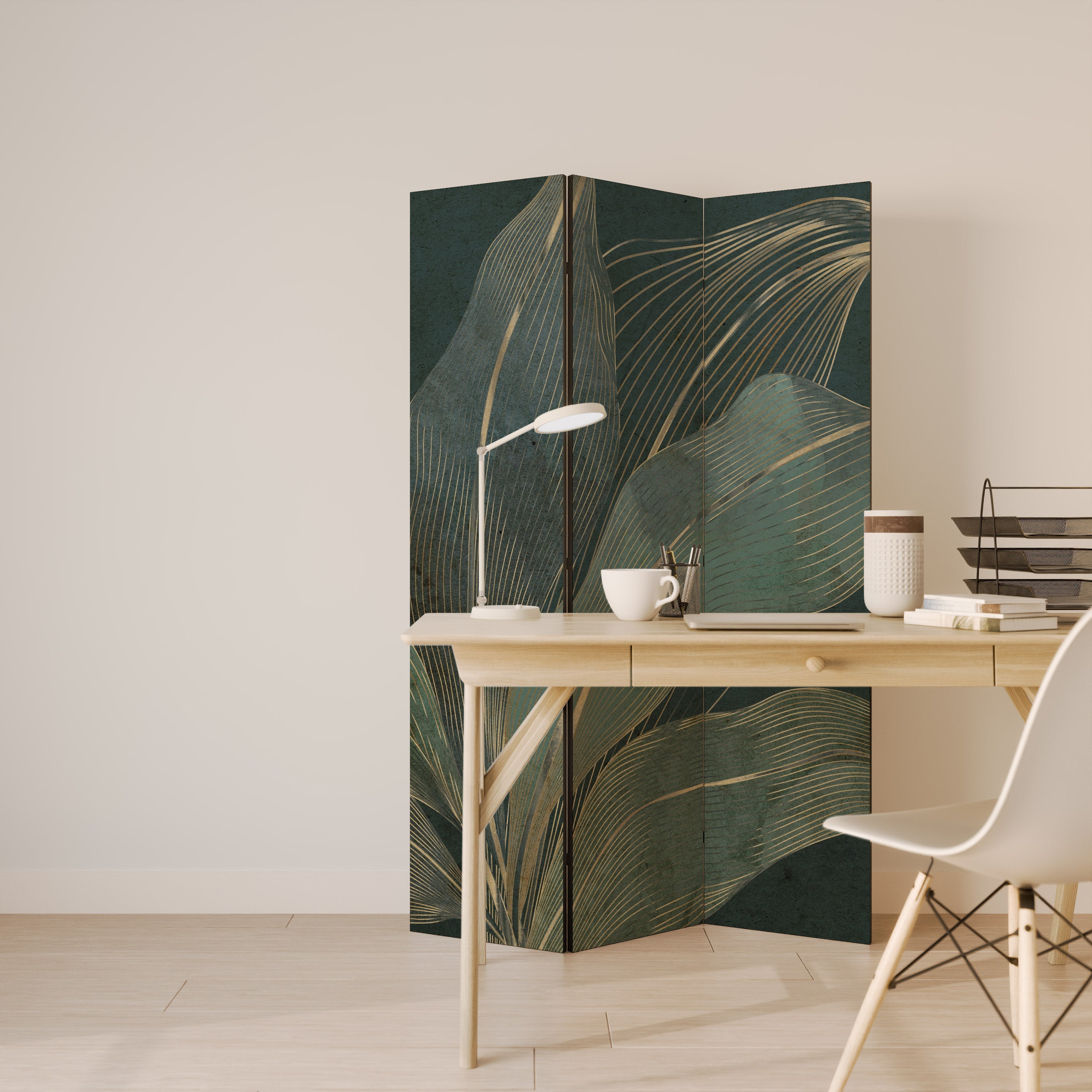 Dekorativ rumsavdelare med 3 paneler i ROYAL GREEN