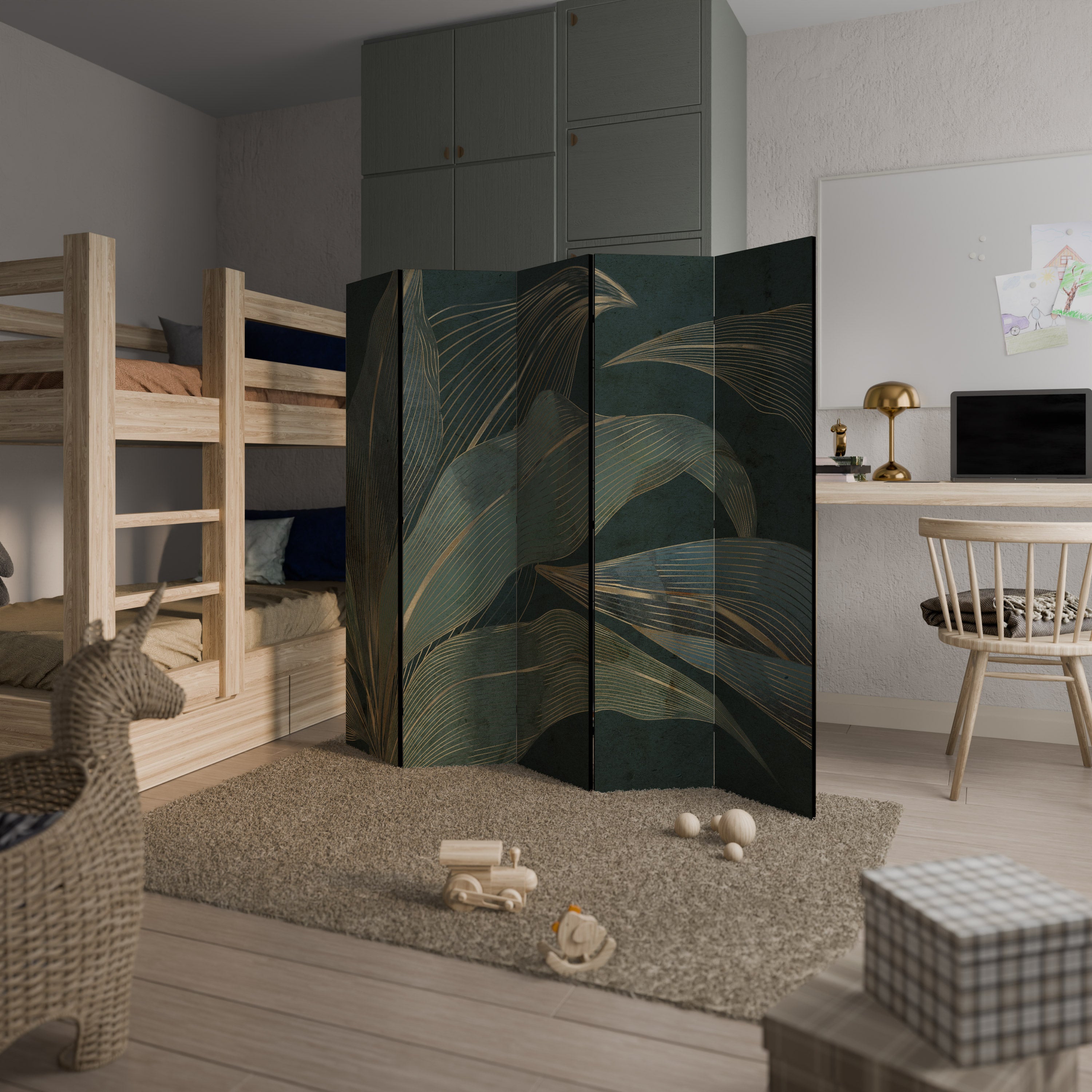 ROYAL GREEN Dekorativ rumsavdelare – 5 paneler