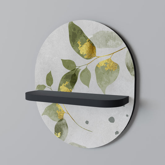 ELEGANT BOTANICS Oval Art Shelf In Black Finish
