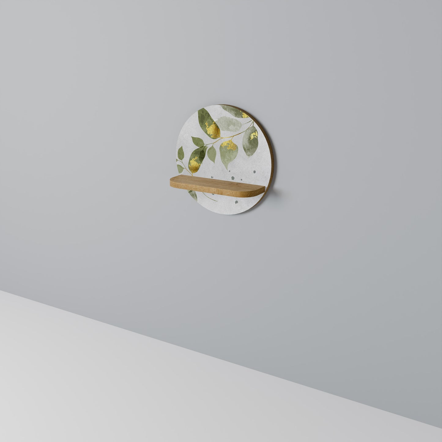 ELEGANT BOTANIK Rund konsthylla i ekeffekt