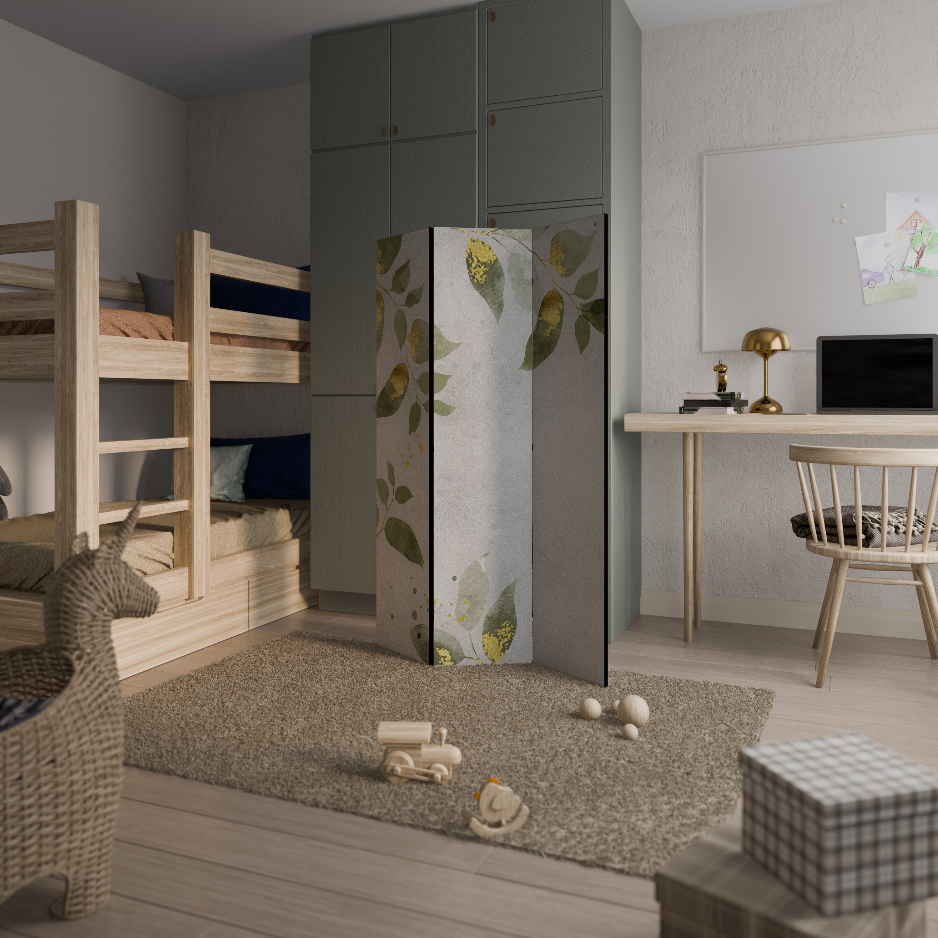 ELEGANT BOTANICS Dekorativ rumsavdelare med 3 paneler
