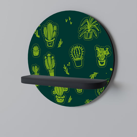 DESERT GREEN Rund Art Hylla I Svart Finish