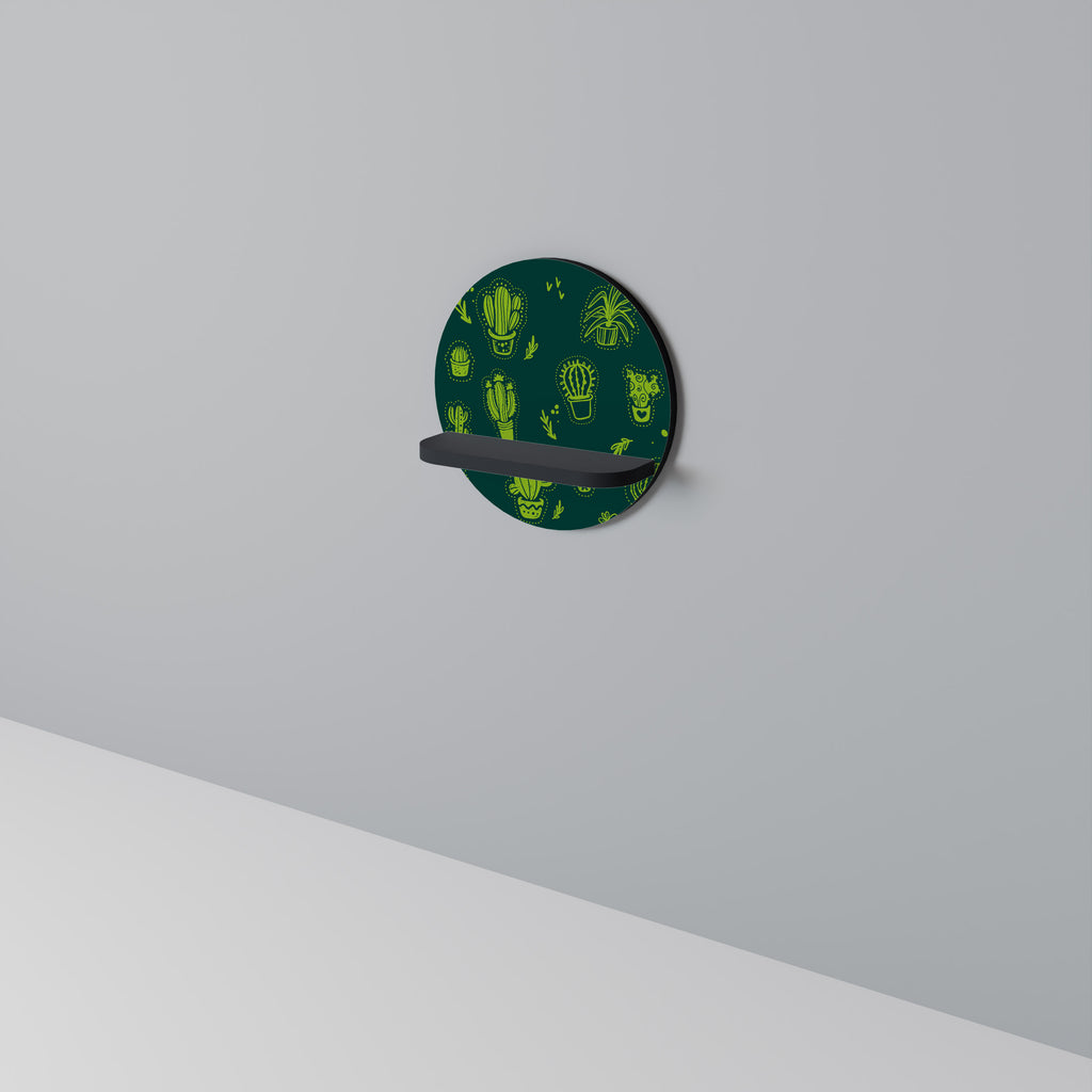 DESERT GREEN Rund Art Hylla I Svart Finish