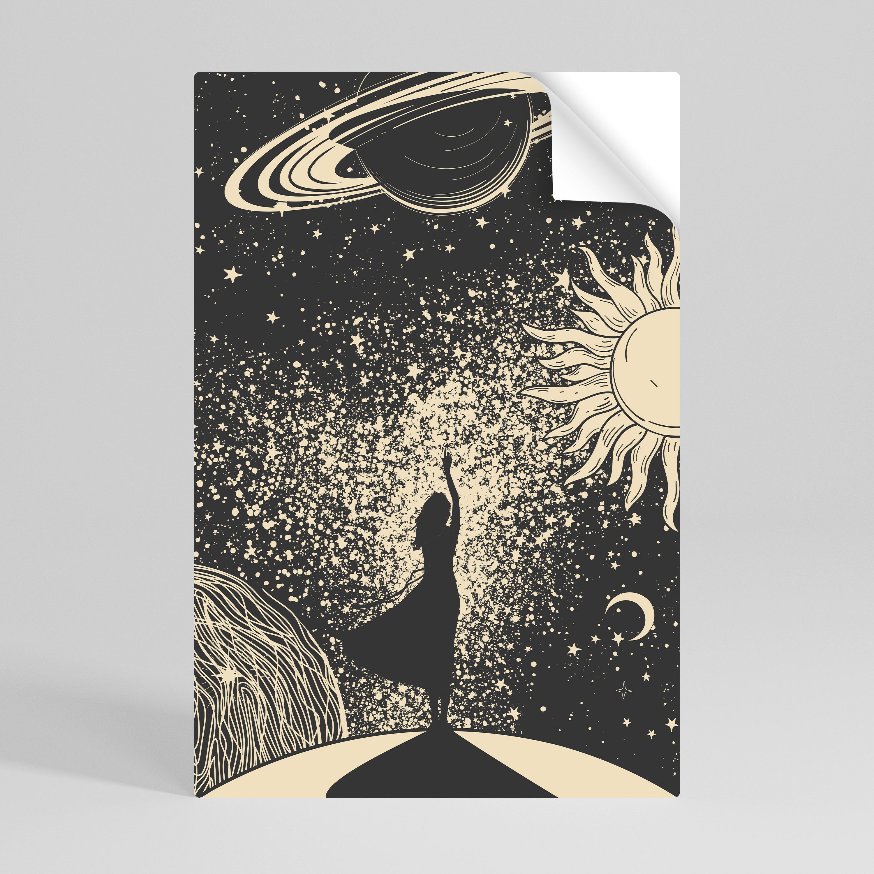 MYSTIC UNIVERSE vertikal poster med självhäftande text