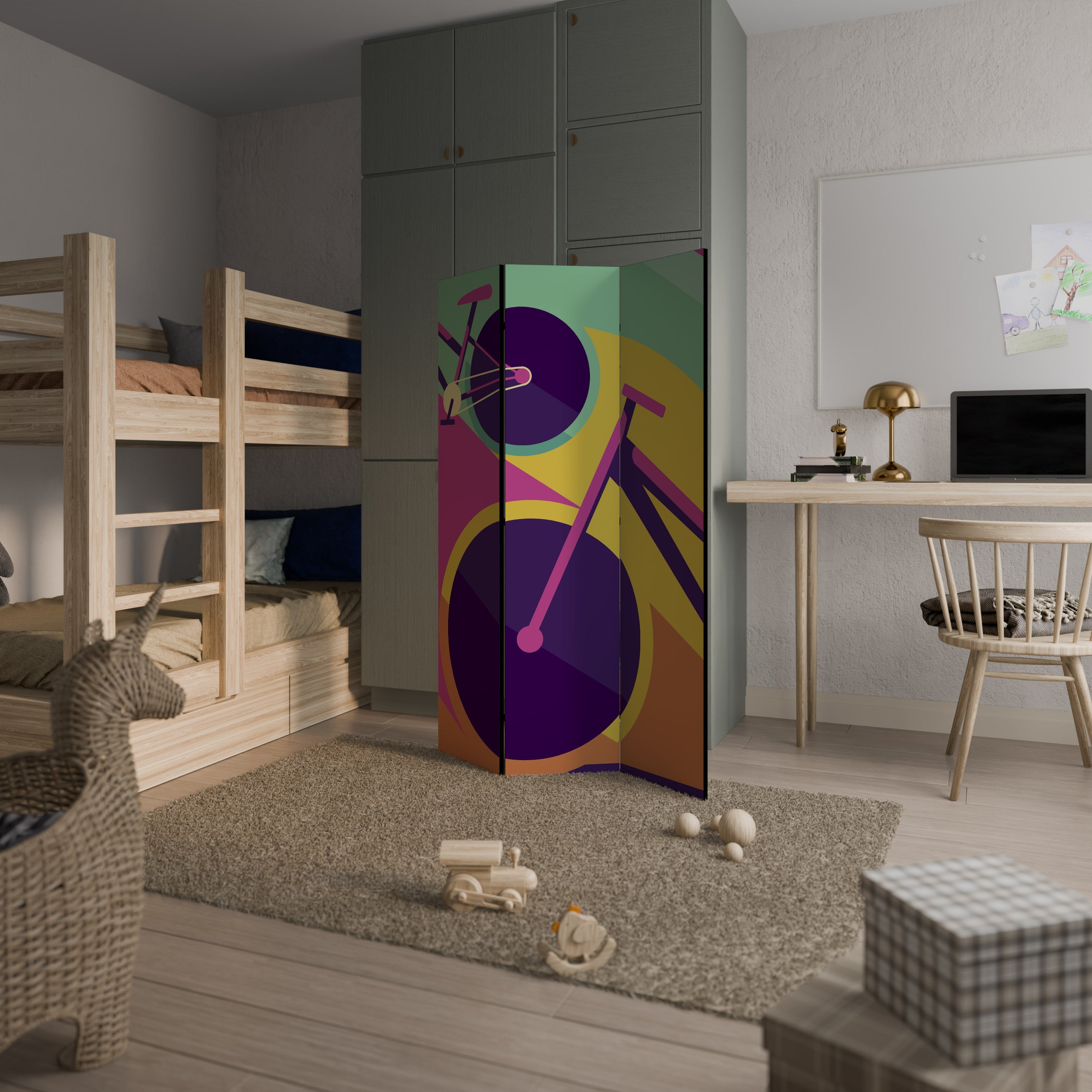 BIKE DREAMS Dekorativ rumsavdelare med 3 paneler