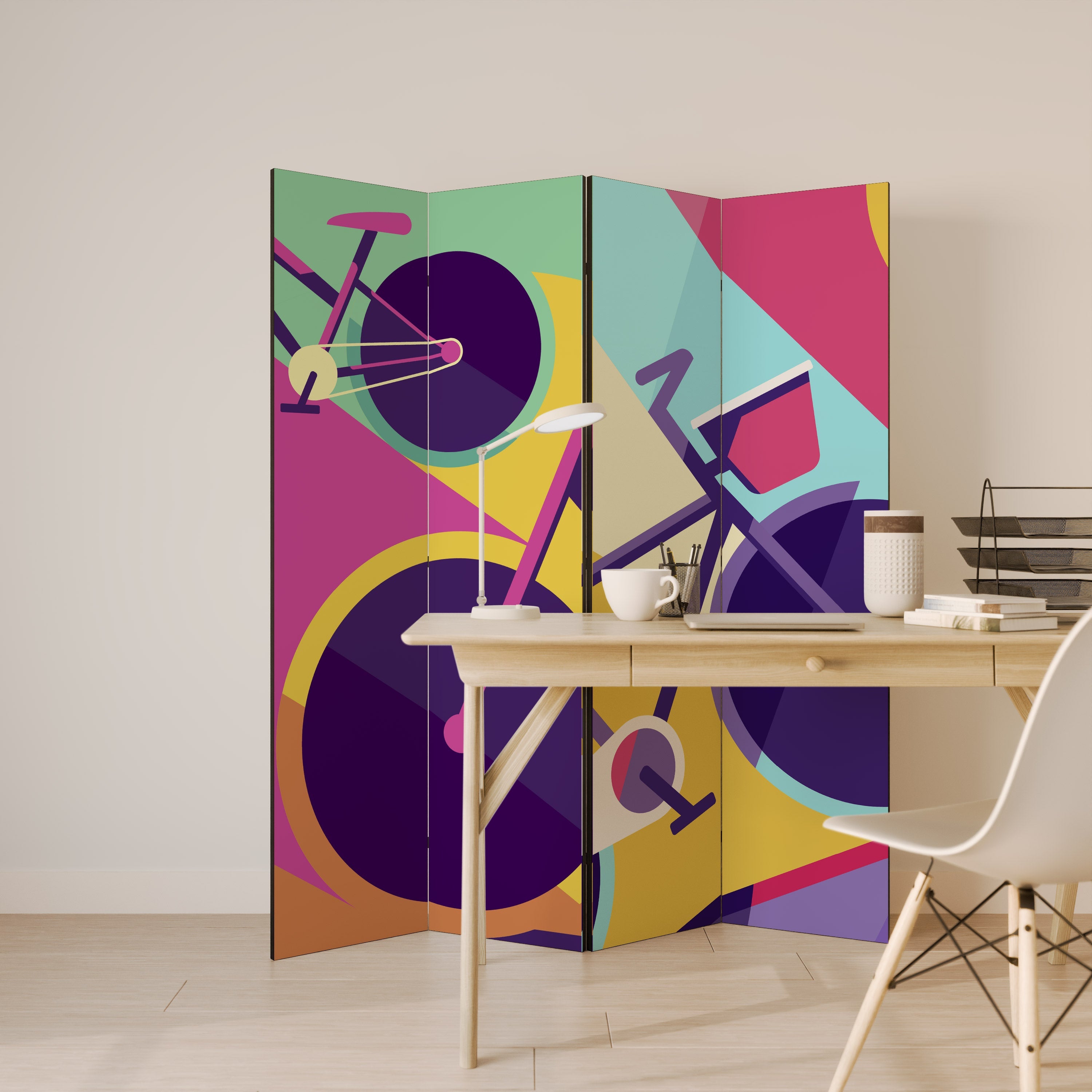 BIKE DREAMS Dekorativ rumsavdelare med 4 paneler