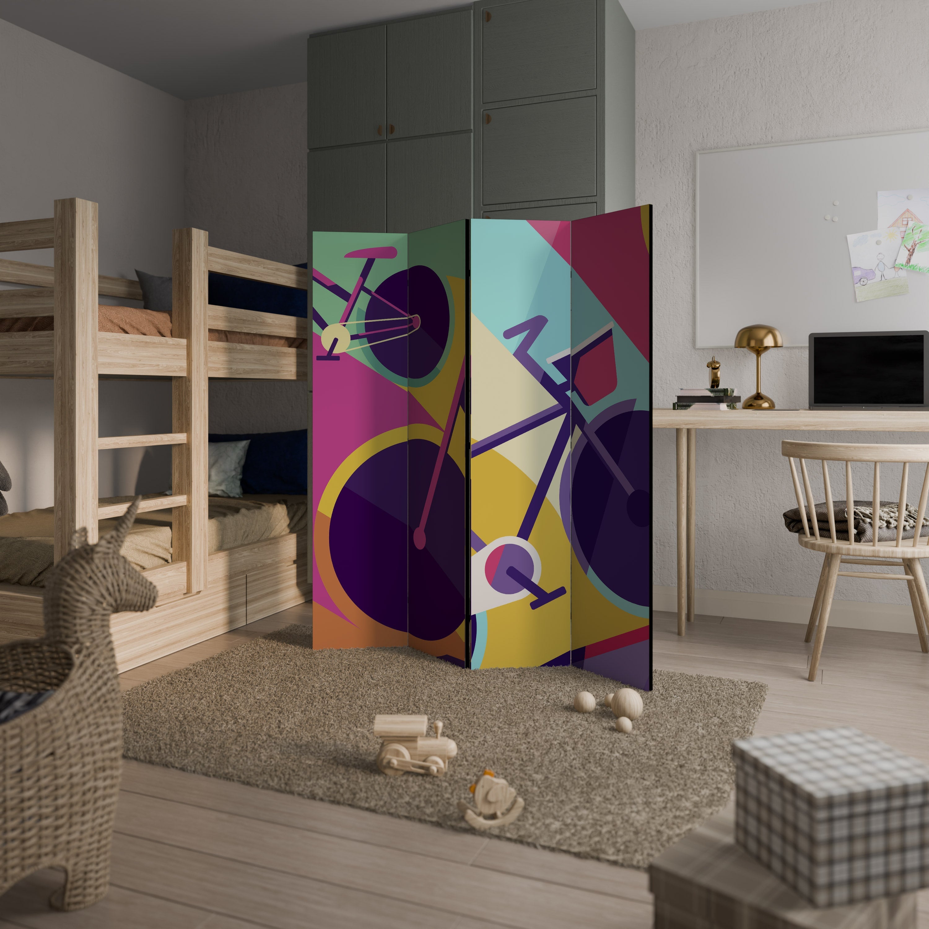 BIKE DREAMS Dekorativ rumsavdelare med 4 paneler