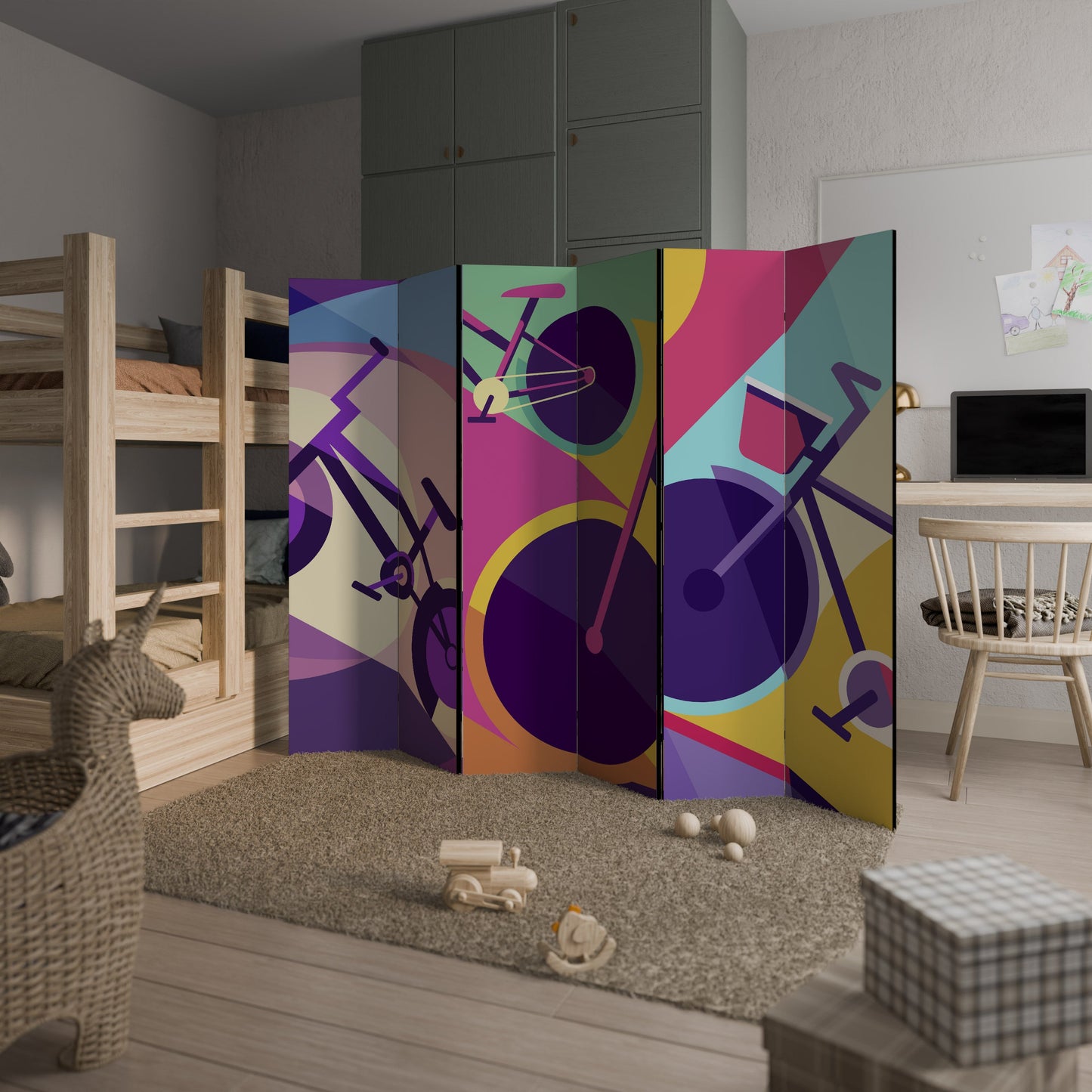 BIKE DREAMS Decorative 6-Panel Room Divider