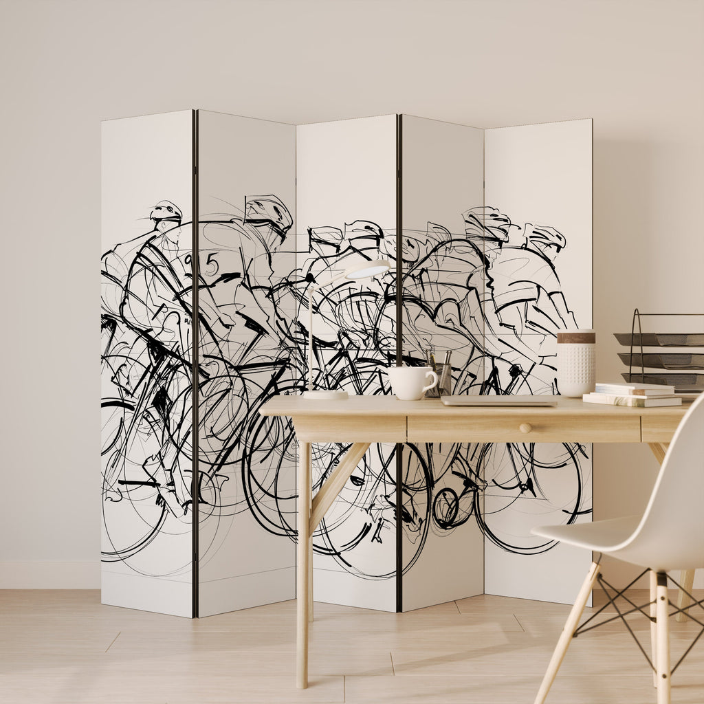 CYKEL-TÄVLING Dekorativ rumsavdelare med 5 paneler