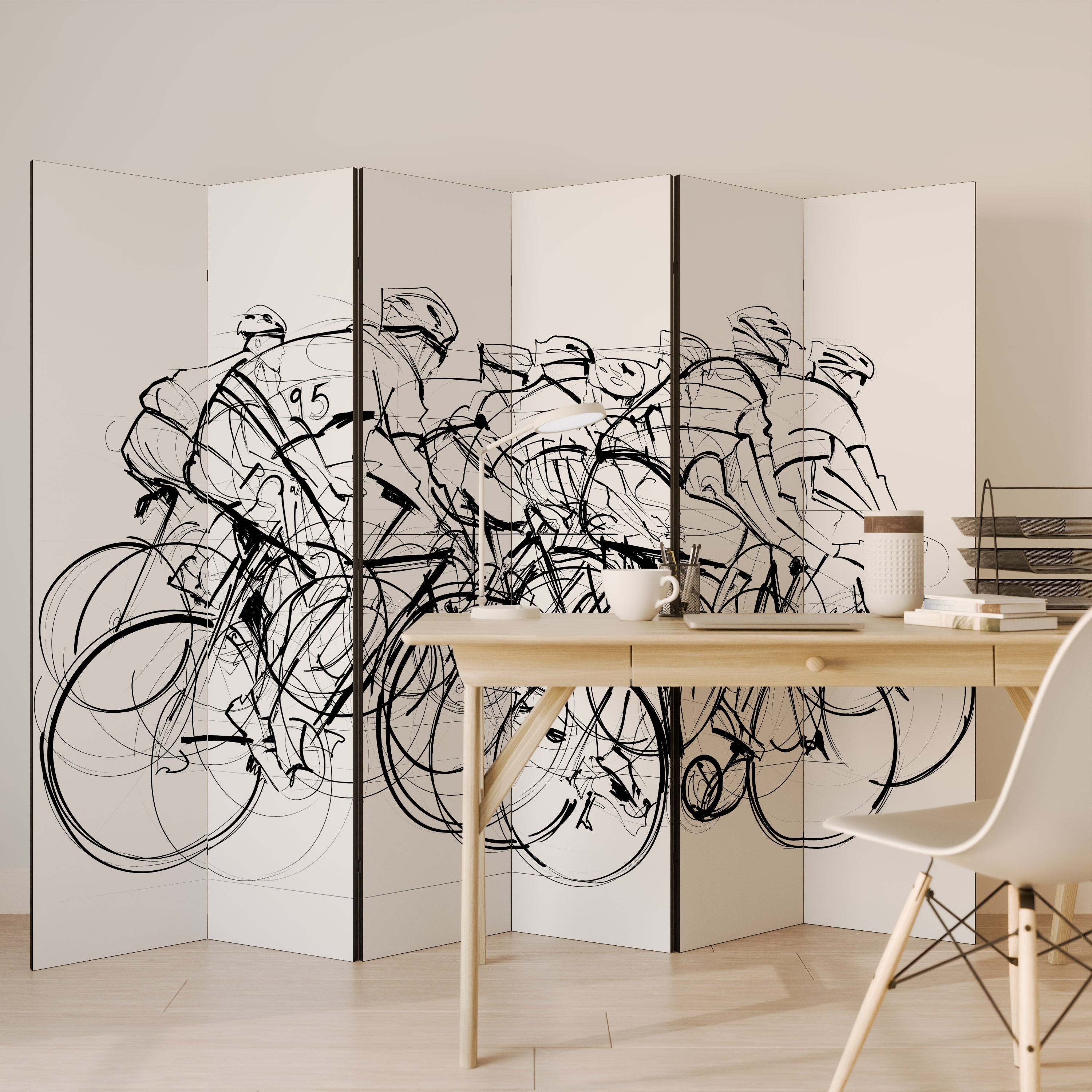 CYKEL-TÄVLING Dekorativ rumsavdelare med 6 paneler