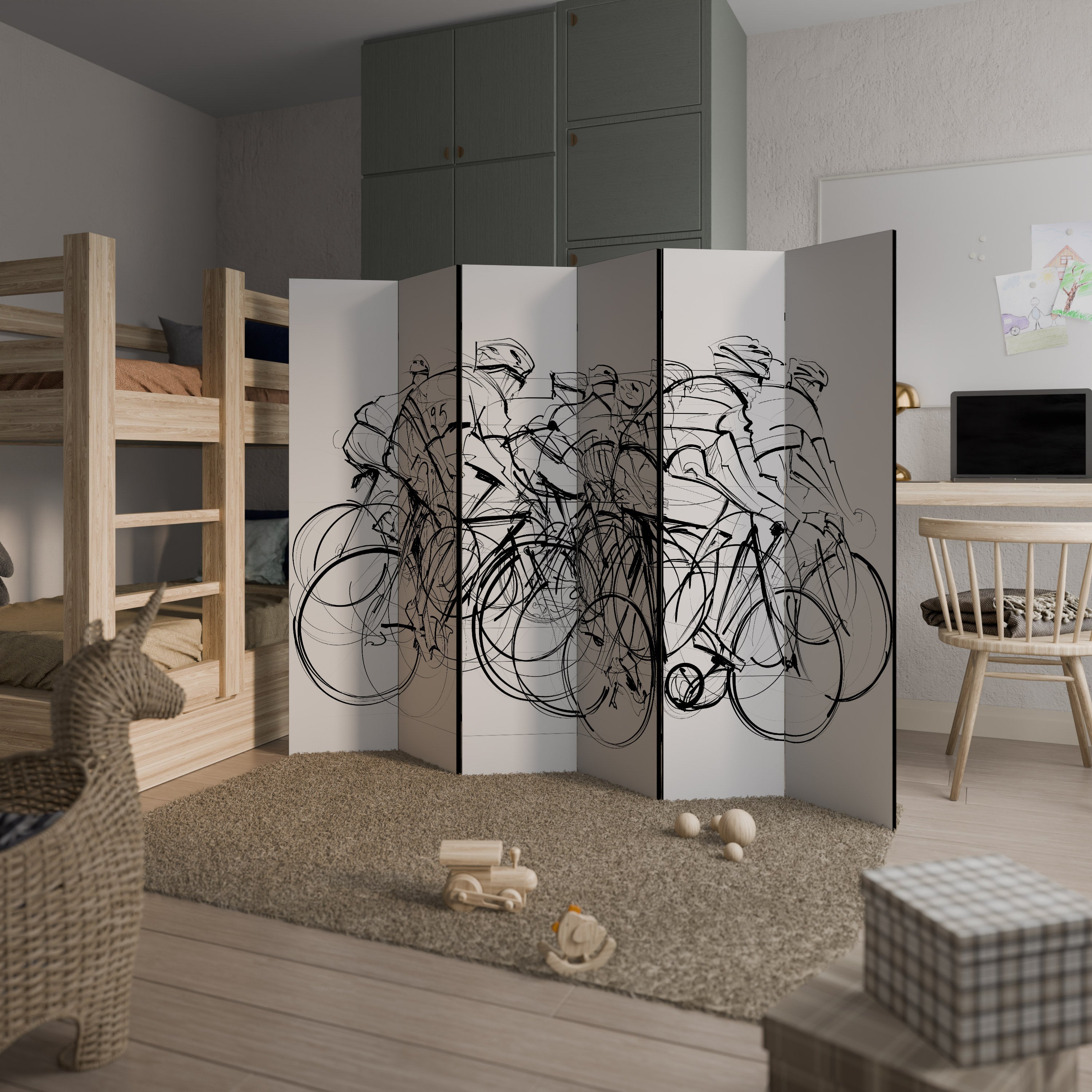 CYKEL-TÄVLING Dekorativ rumsavdelare med 6 paneler