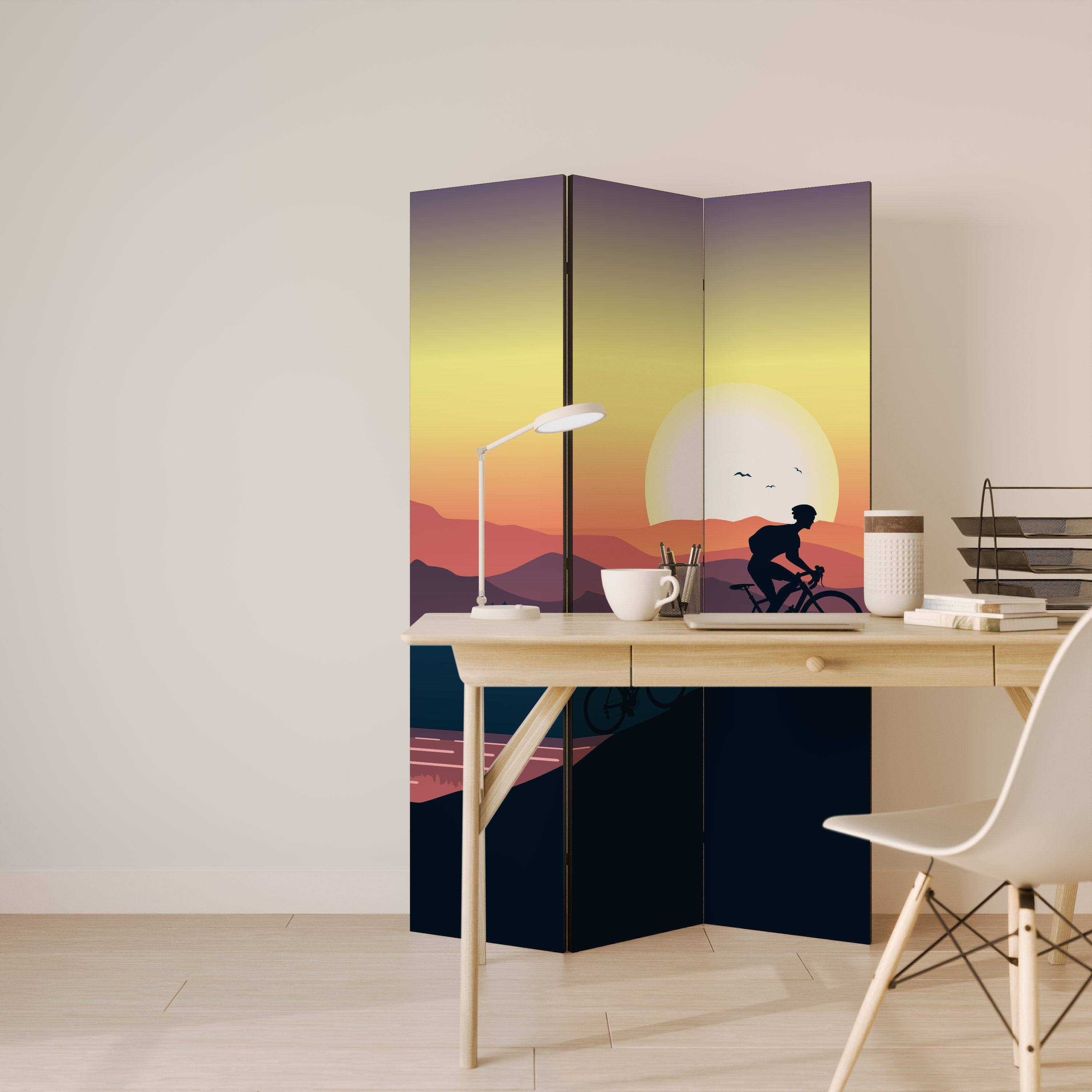 CYCLING HORIZON Dekorativ rumsavdelare med 3 paneler