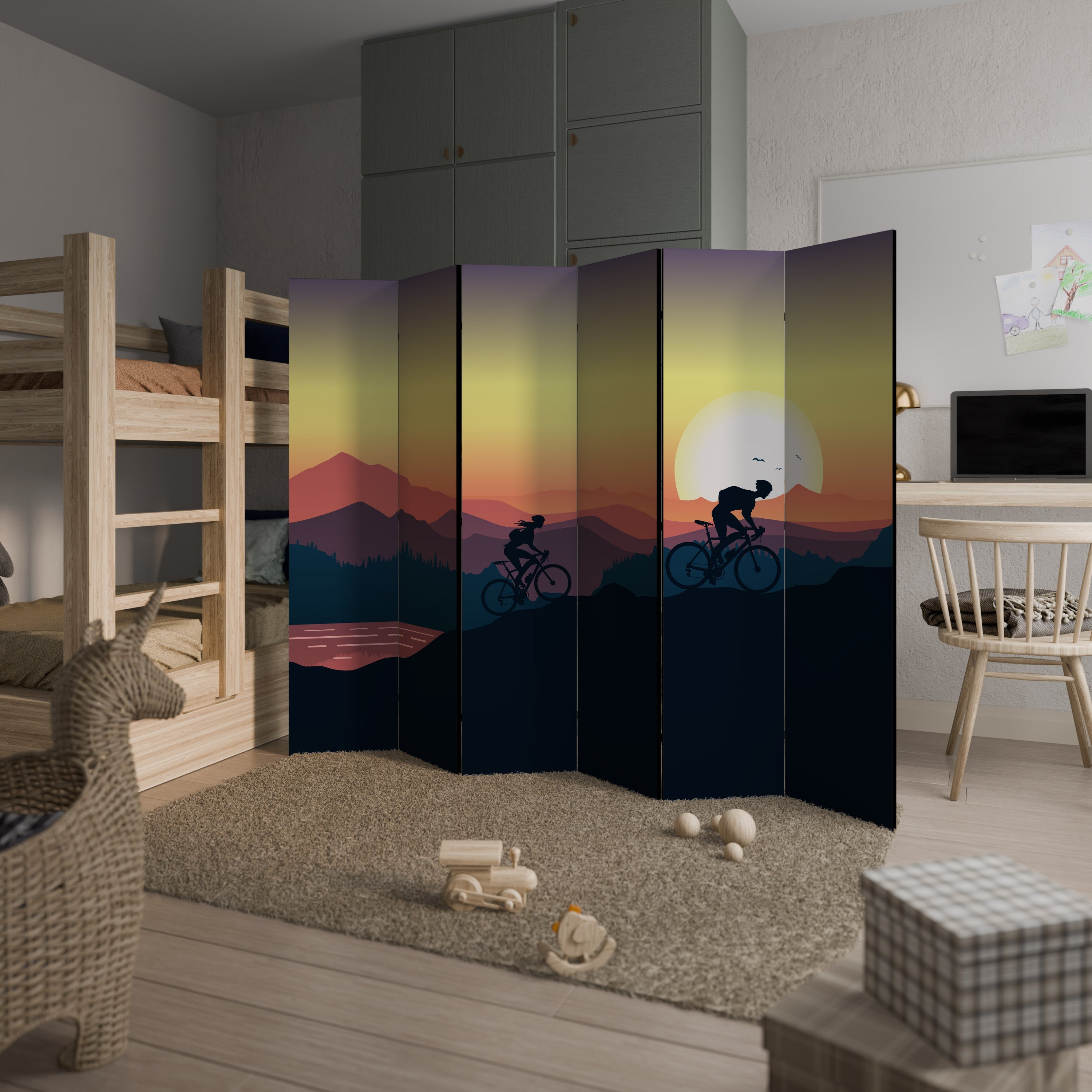 CYCLING HORIZON Dekorativ rumsavdelare med 6 paneler