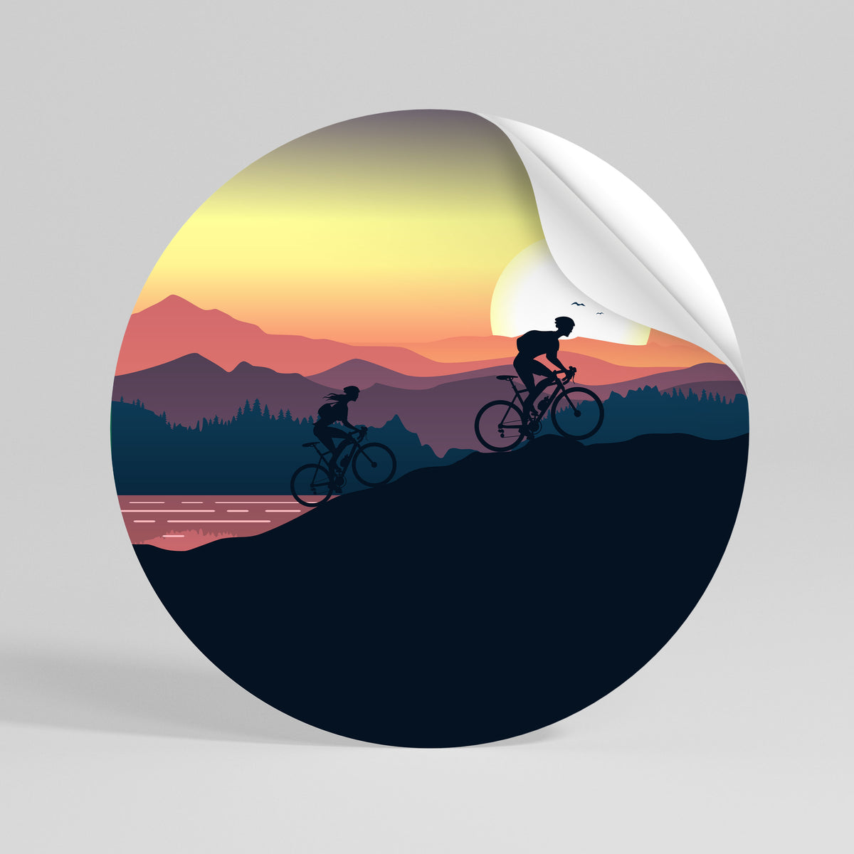 CYCLING HORIZON Rund väggdekal
