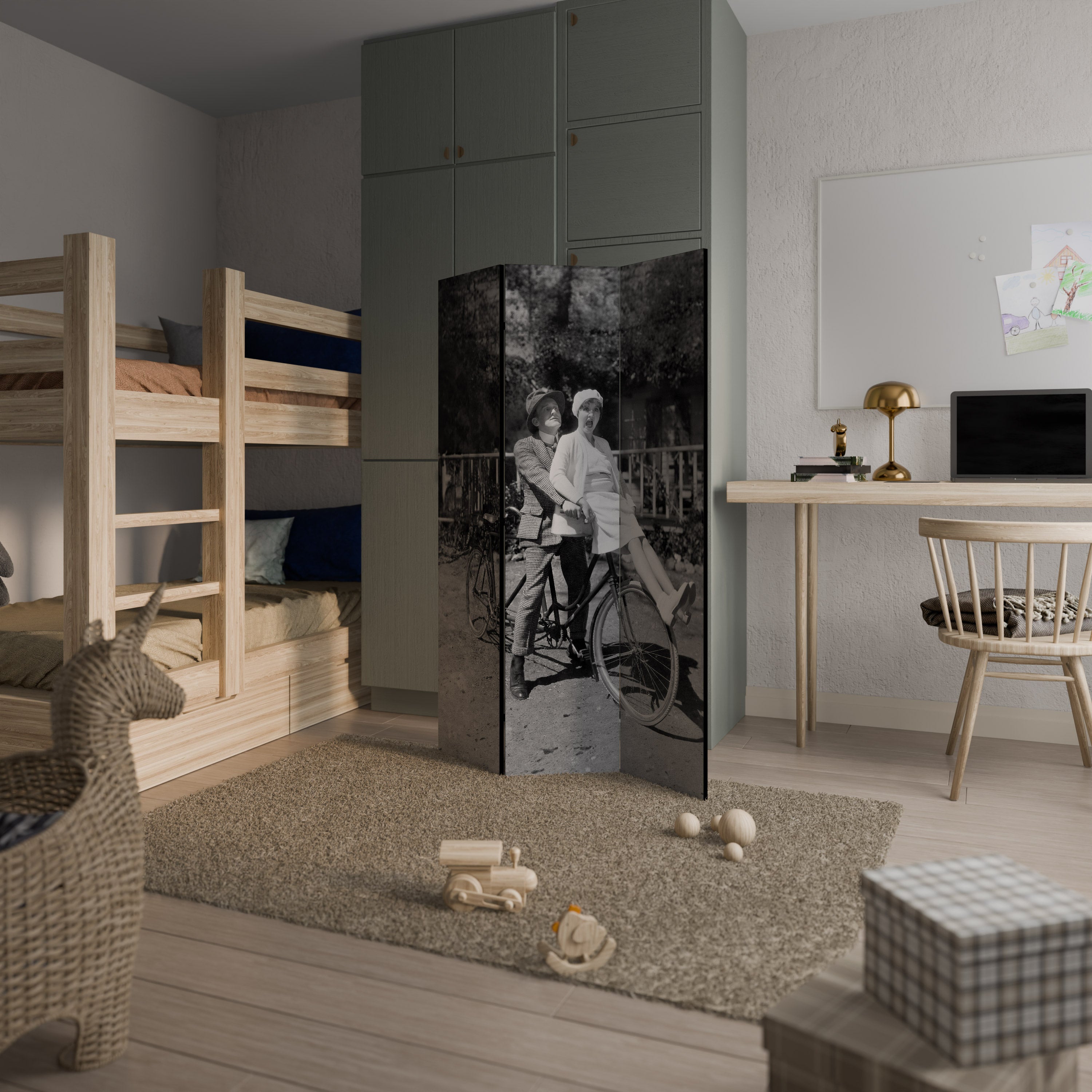 RIDING THROUGH TIME 3-Panel Room Divider