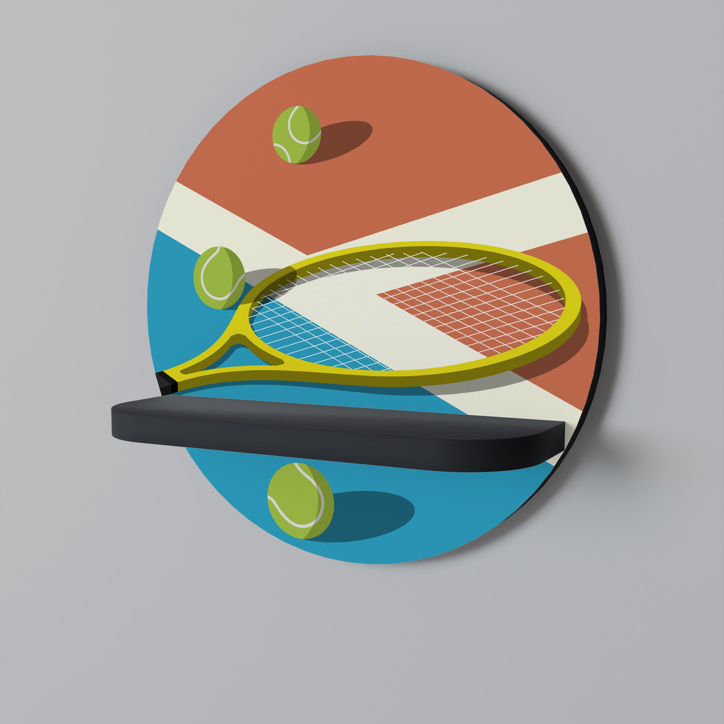 TENNIS ESSENTIALS Rund konsthylla i svart finish