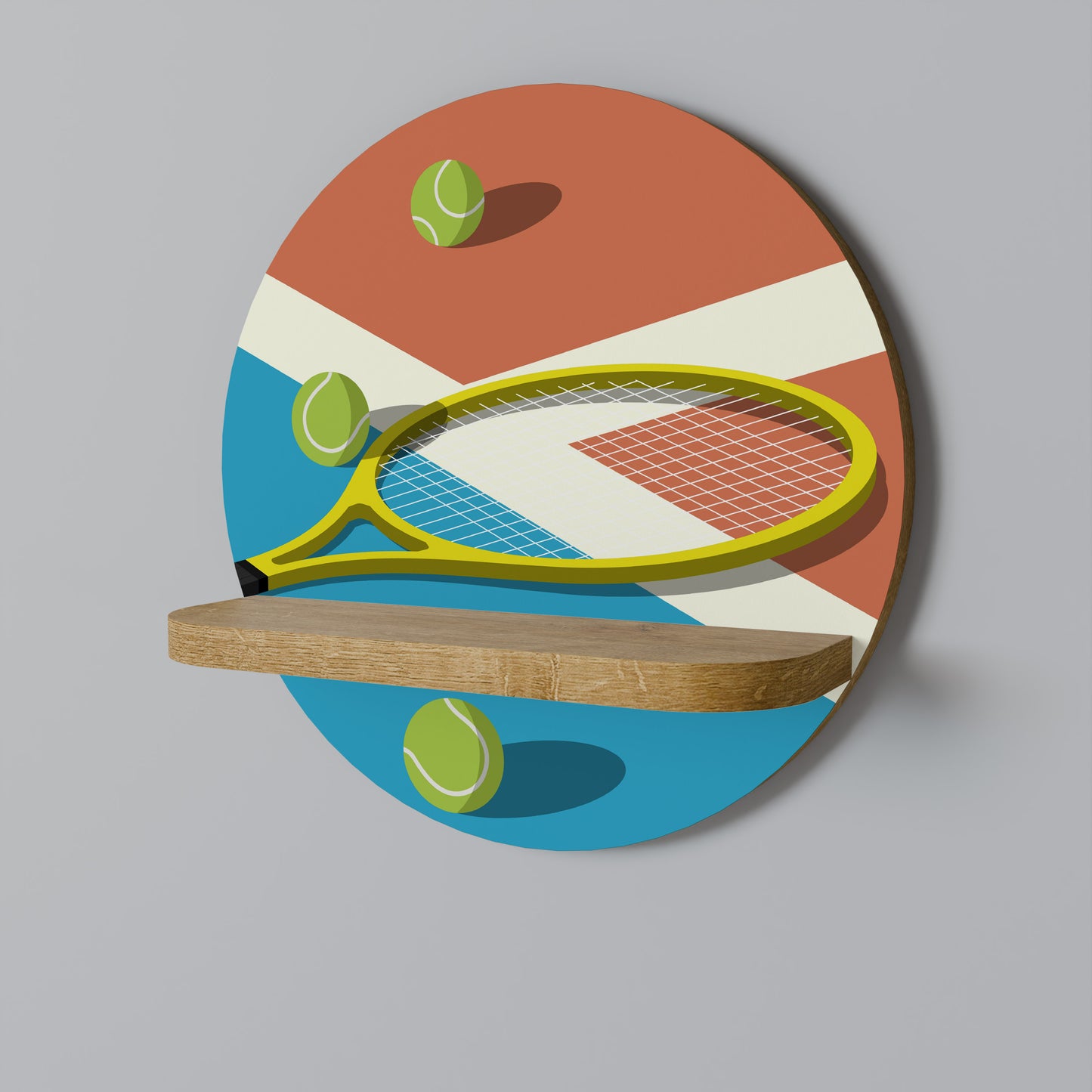 TENNIS ESSENTIALS Rund konsthylla i ekeffekt