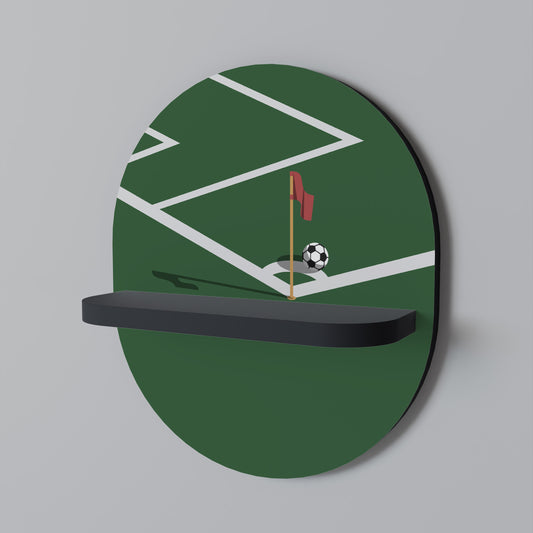 FOOTBALL ACTION Oval Art Shelf In Black Finish