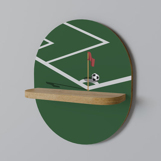 FOTBOLL ACTION Oval konsthylla i ekeffekt