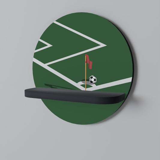 FOTBOLL ACTION Rund konsthylla i svart finish