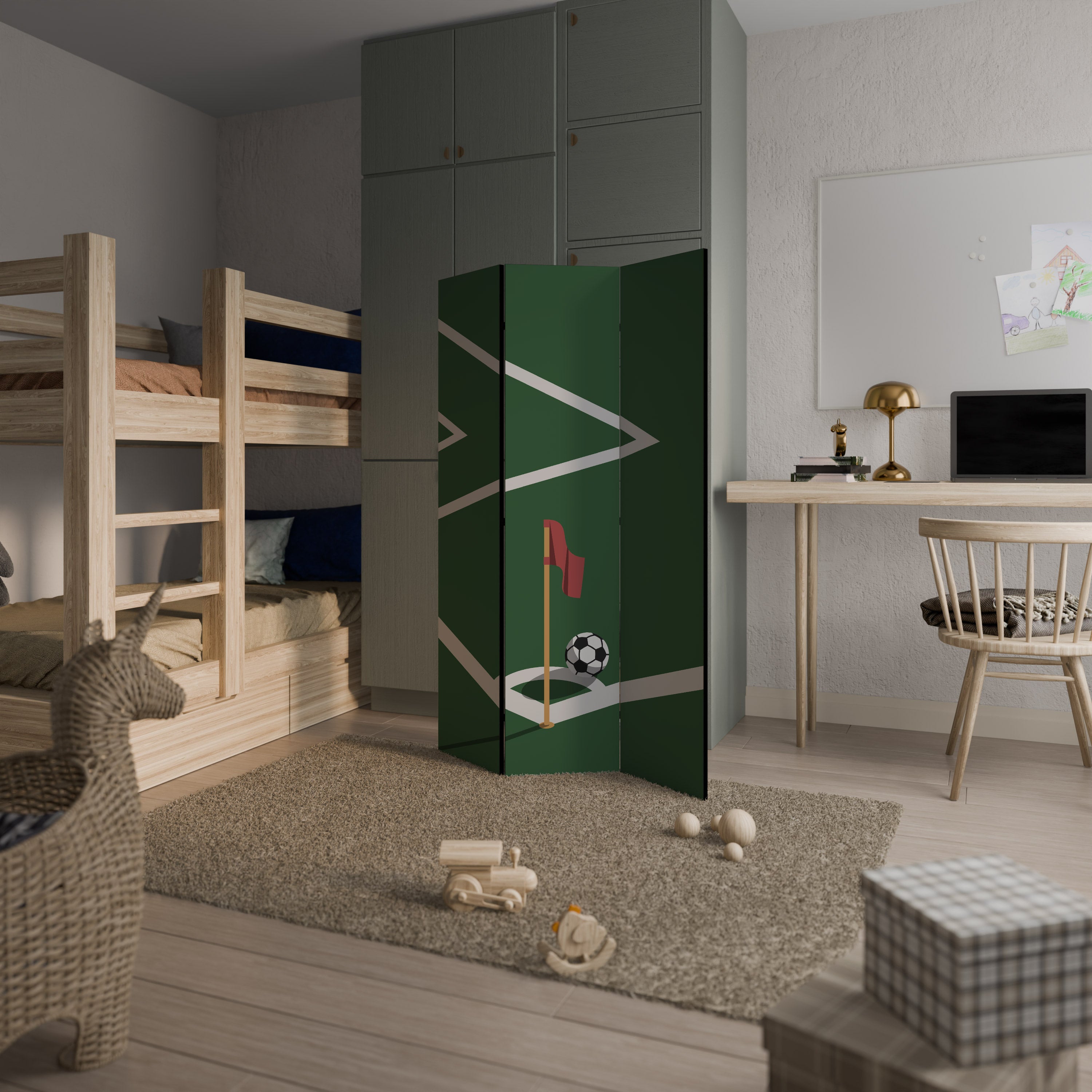 FOOTBALL ACTION 3-Panel Room Divider