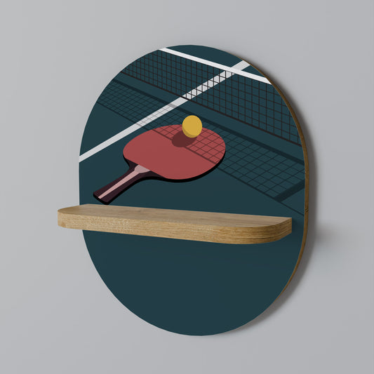 PINGPONG SPEL Oval konsthylla i ekeffekt