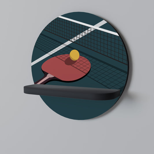 PINGPONG SPEL Rund konsthylla i svart finish