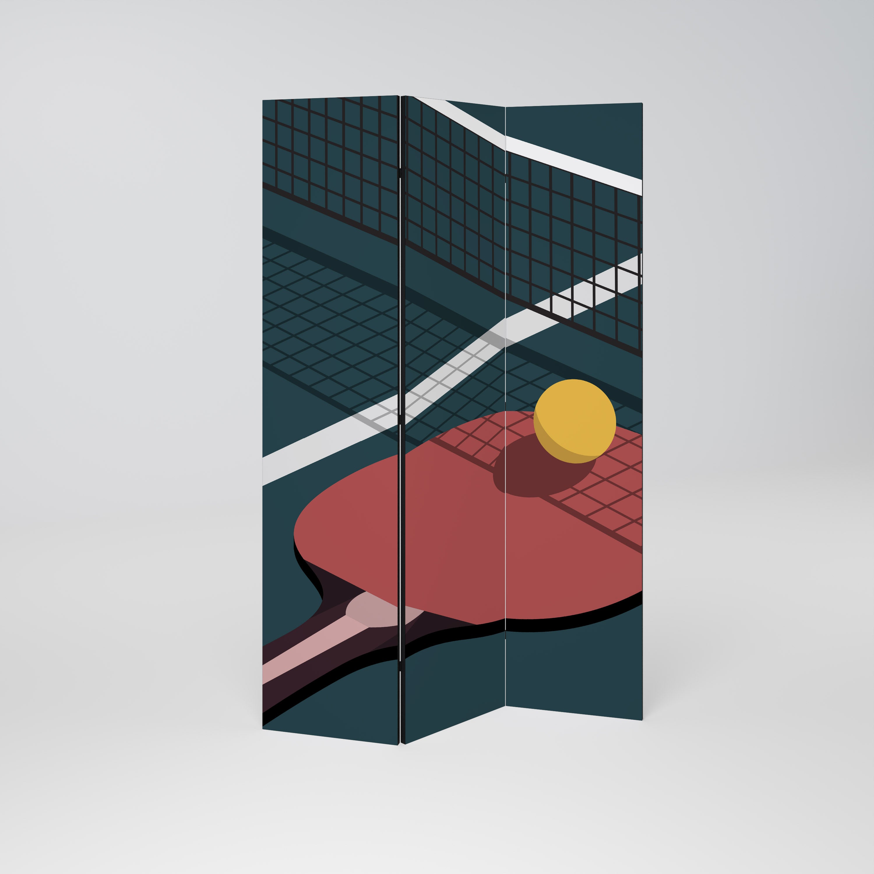PING- PONG GAME 3-Panel Room Divider