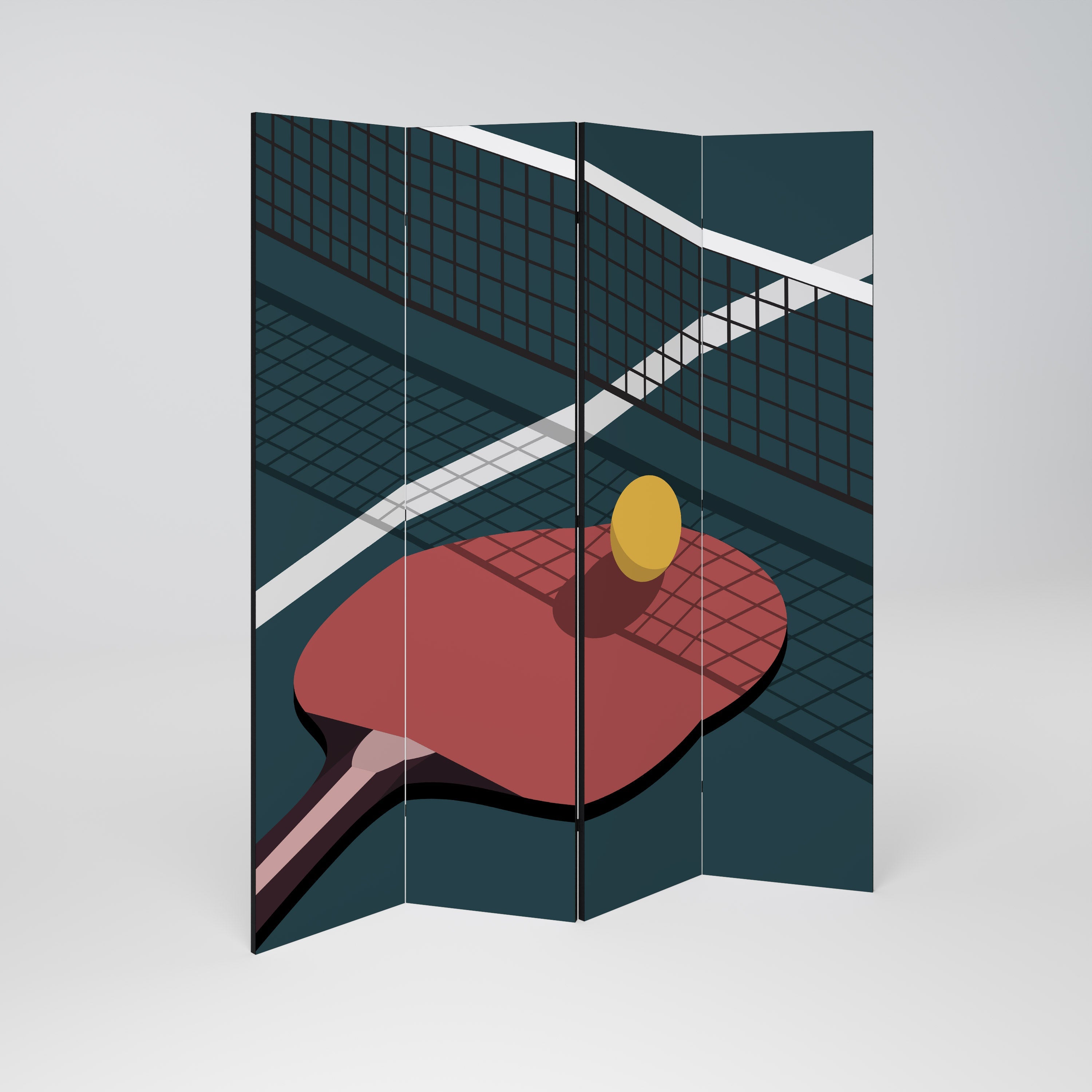 PING-PONG SPEL Dekorativ rumsavdelare med 4 paneler
