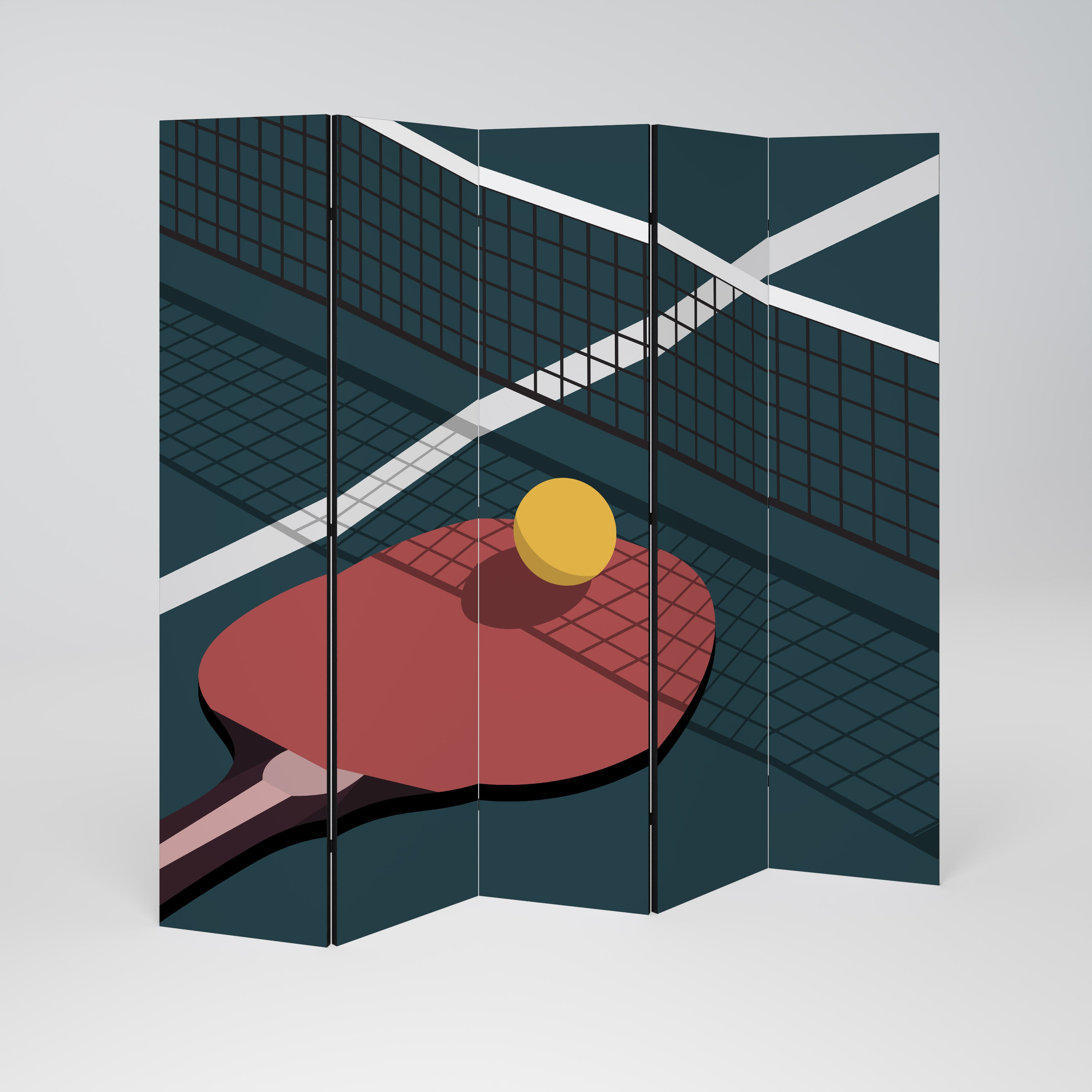 PING- PONG GAME Dekorativ rumsavdelare – 5 paneler