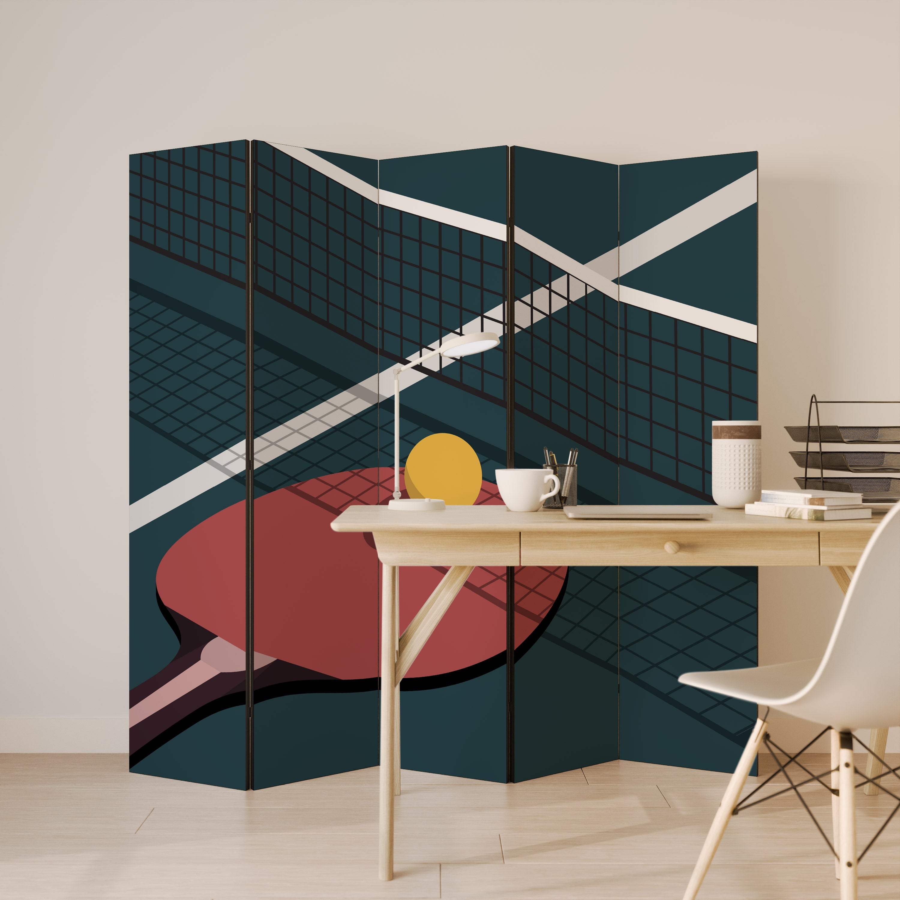 PING- PONG GAME Dekorativ rumsavdelare – 5 paneler