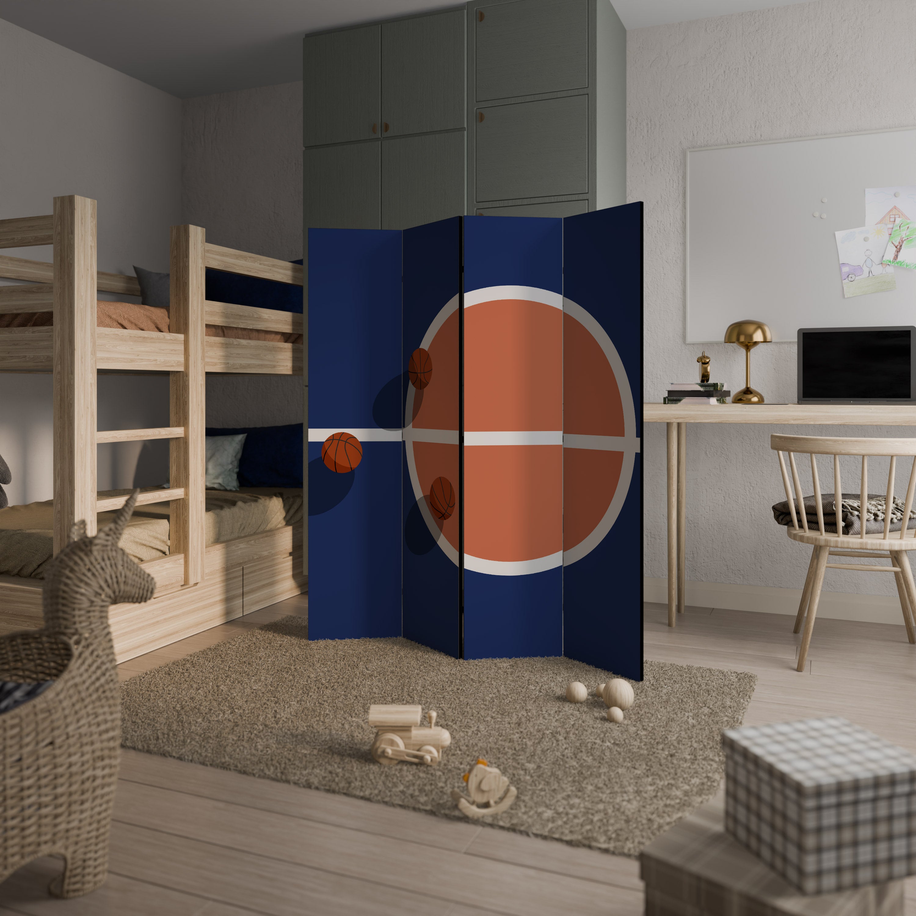 BASKETBOLL UTMANING Dekorativ rumsavdelare med 4 paneler