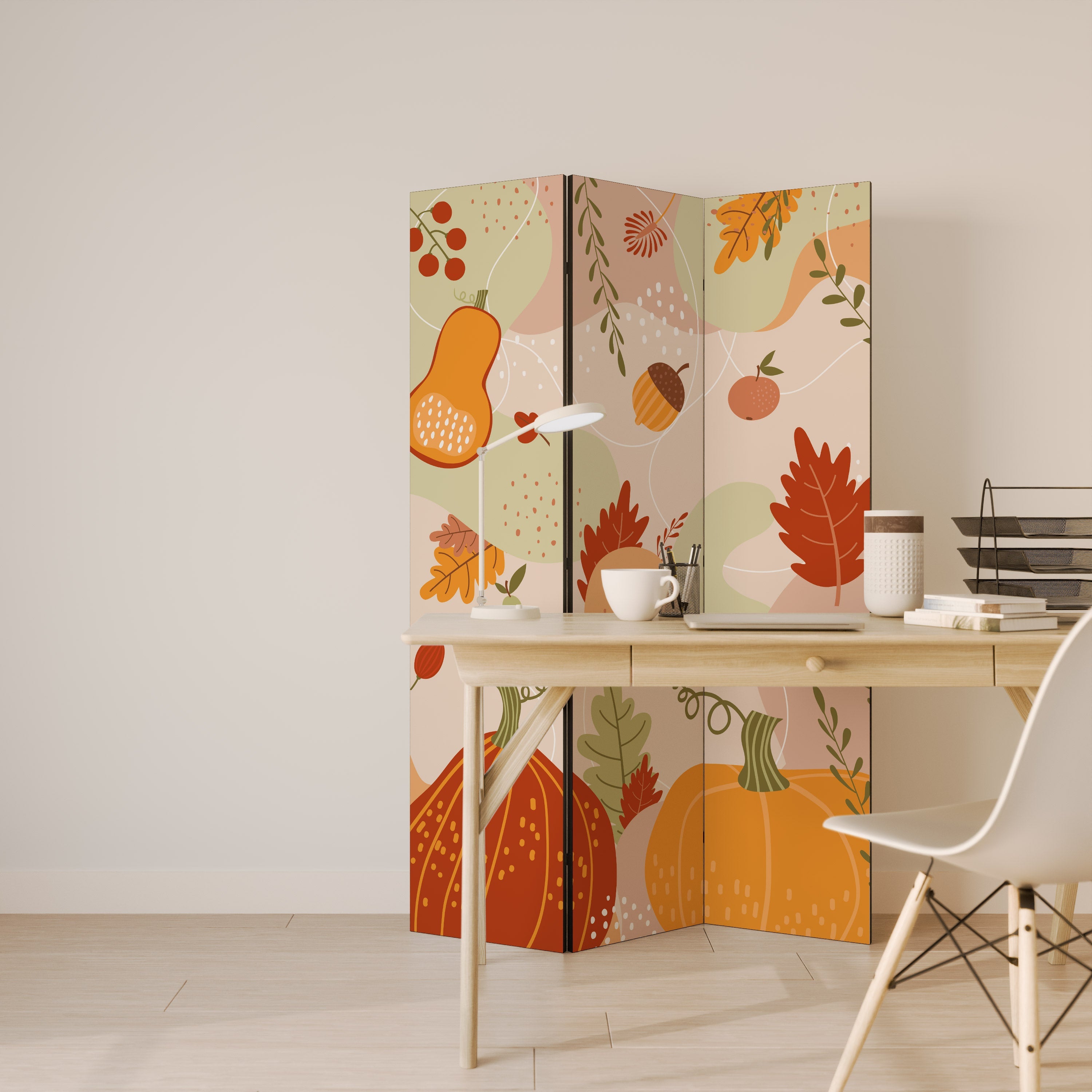 Dekorativ rumsavdelare med 3 paneler HELLO AUTUMN