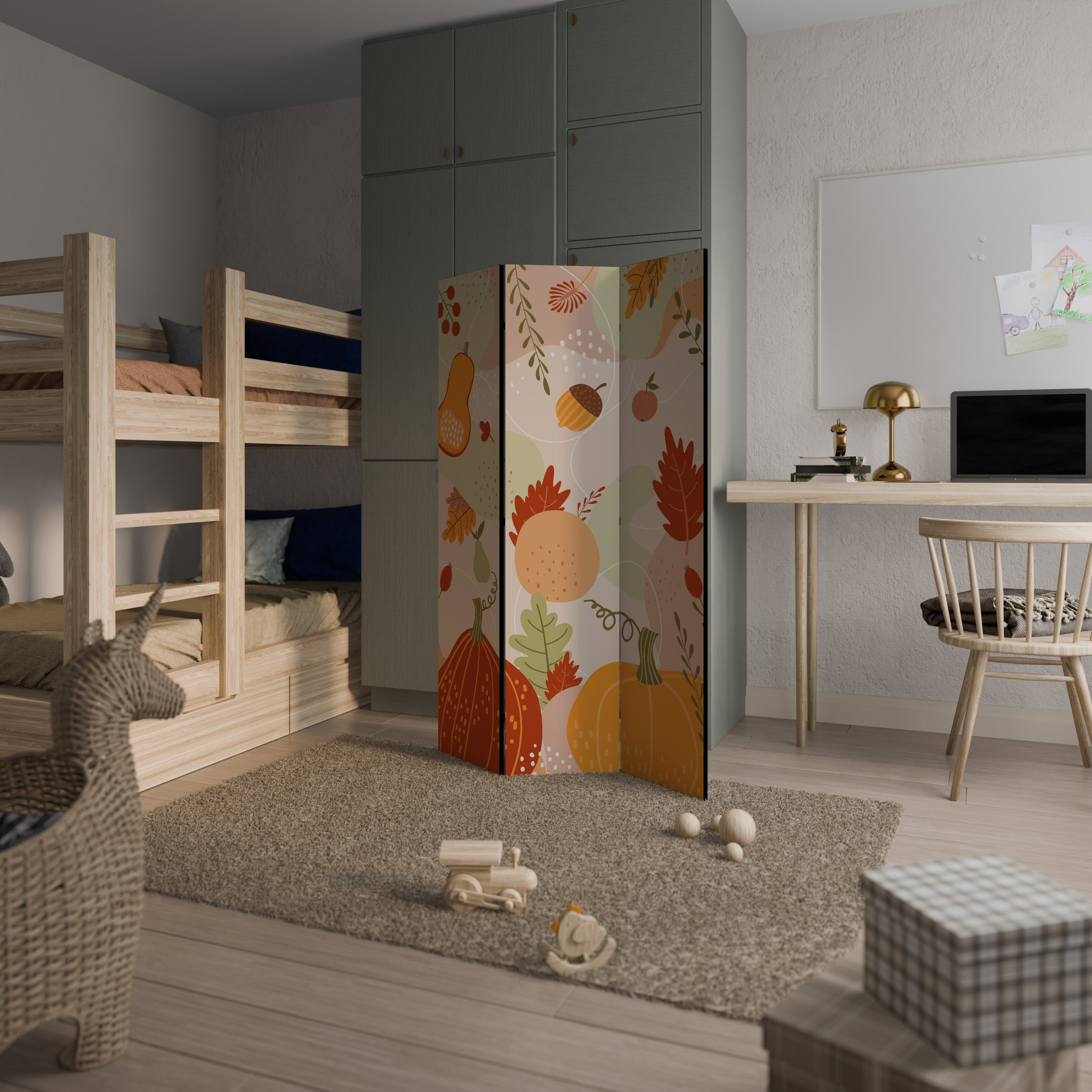 Dekorativ rumsavdelare med 3 paneler HELLO AUTUMN
