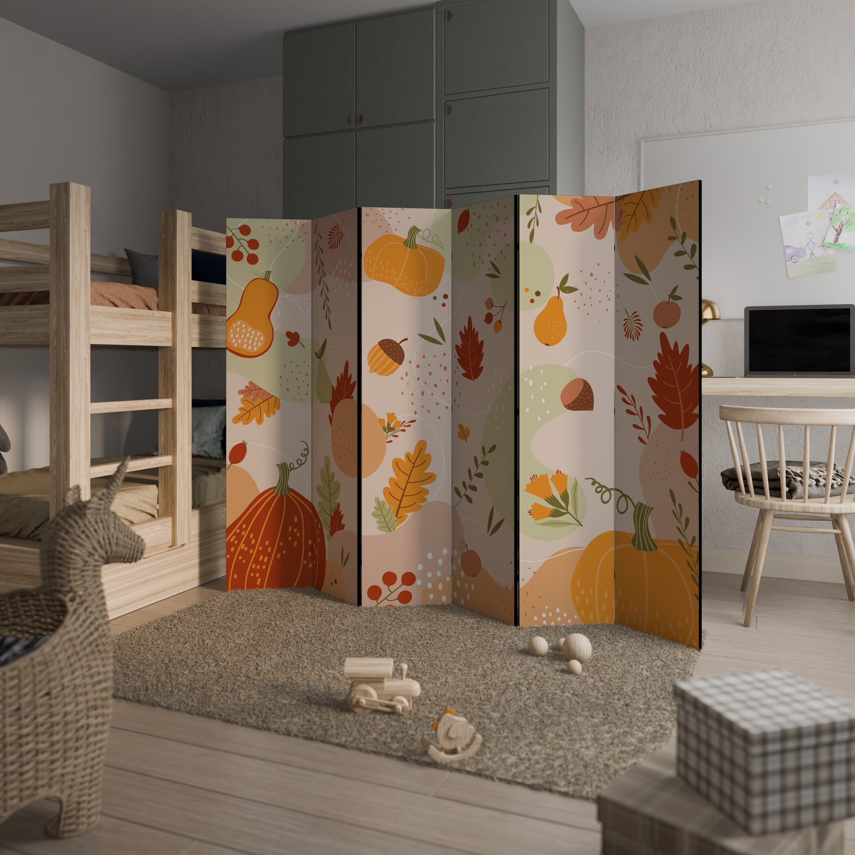 Dekorativ rumsavdelare med 6 paneler HELLO AUTUMN