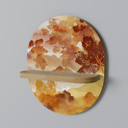 TRACES OF AUTUMN Oval Art Shelf In Oak Effect