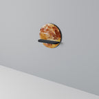 TRACES OF AUTUMN Round Art Shelf In Black Finish