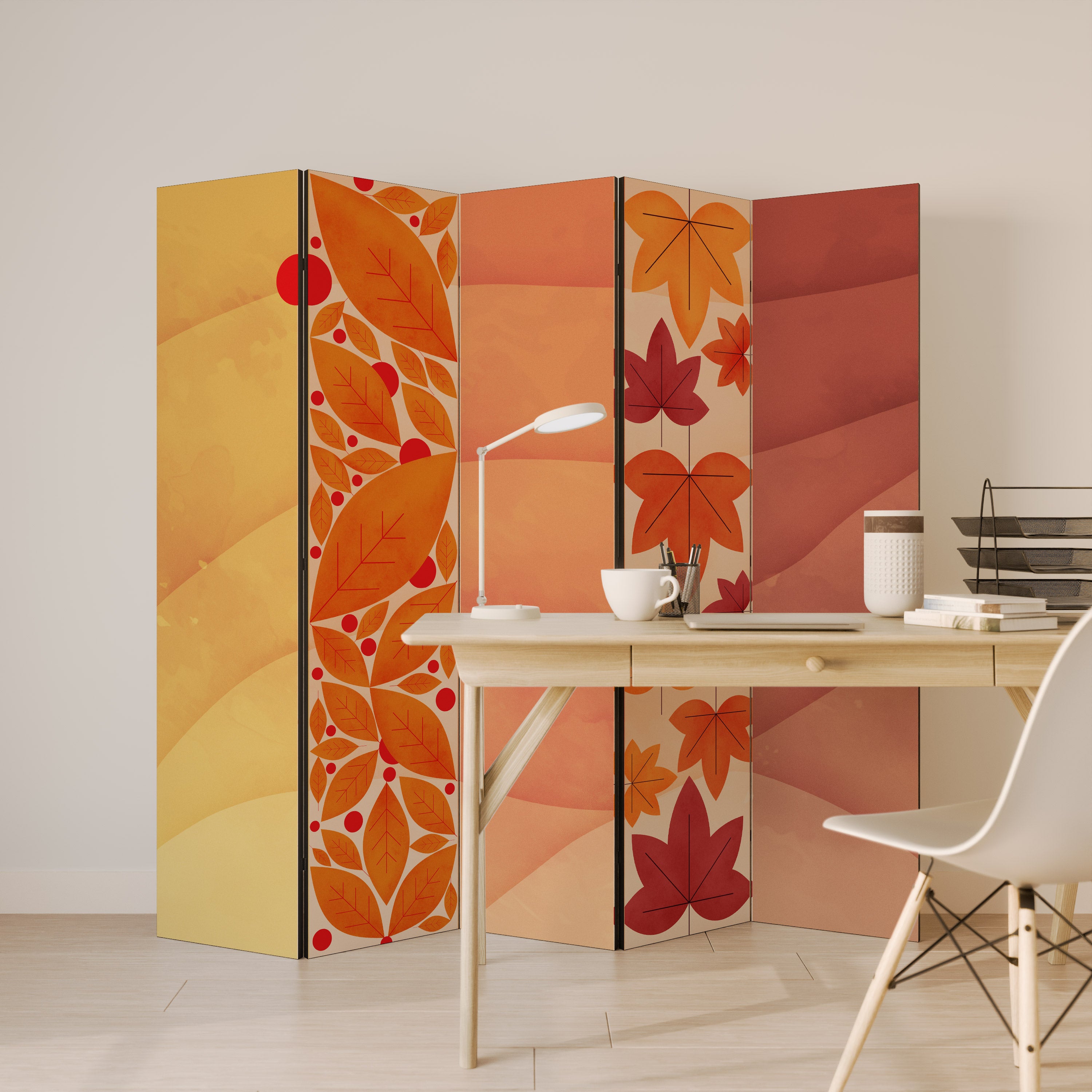 VIBRANT FALL FOLIAGE Dekorativ rumsavdelare – 5 paneler
