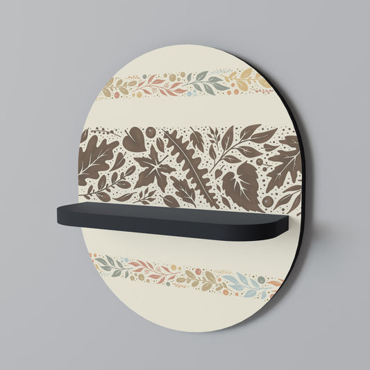 FOLIAGE ROWS Oval Art Shelf In Black Finish