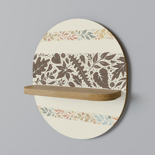 FOLIAGE ROWS Oval Art Shelf In Oak Effect