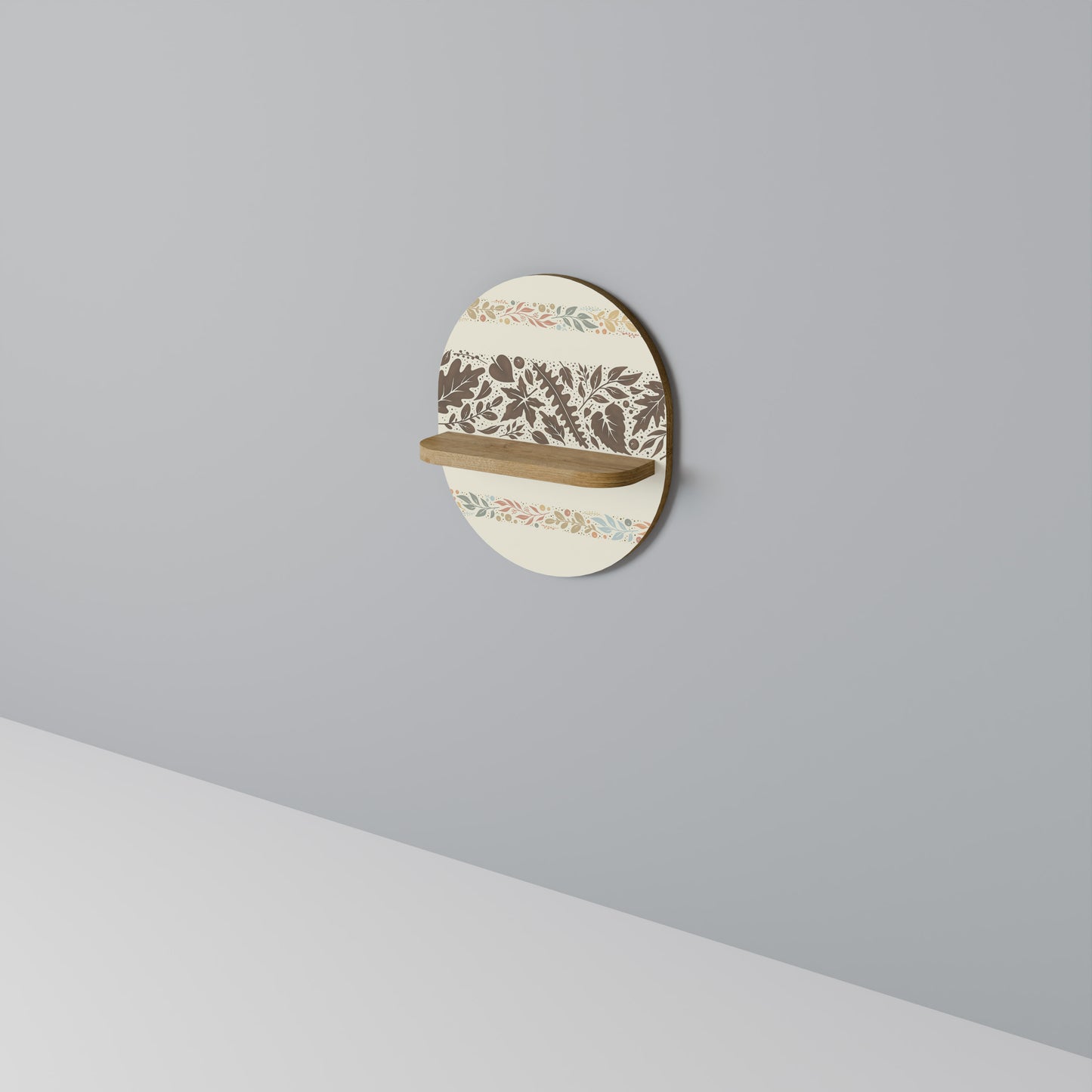 FOLIAGE ROWS Oval Art Shelf In Oak Effect